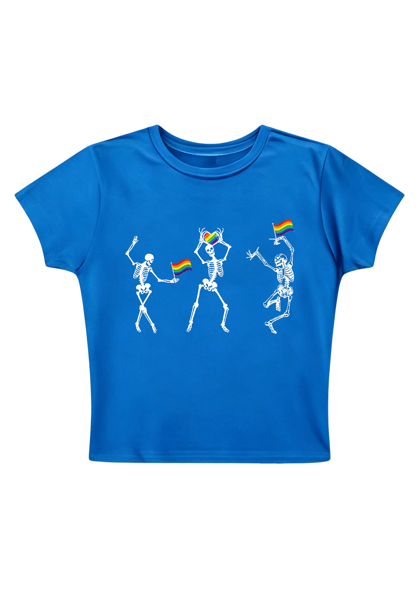 Pride Skeleton Party Y2K Baby Tee