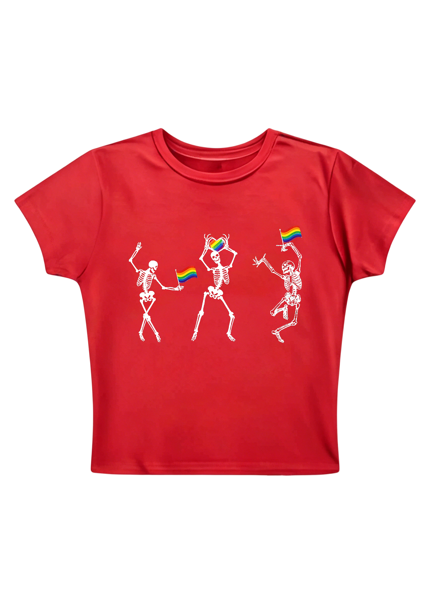 Pride Skeleton Party Y2K Baby Tee