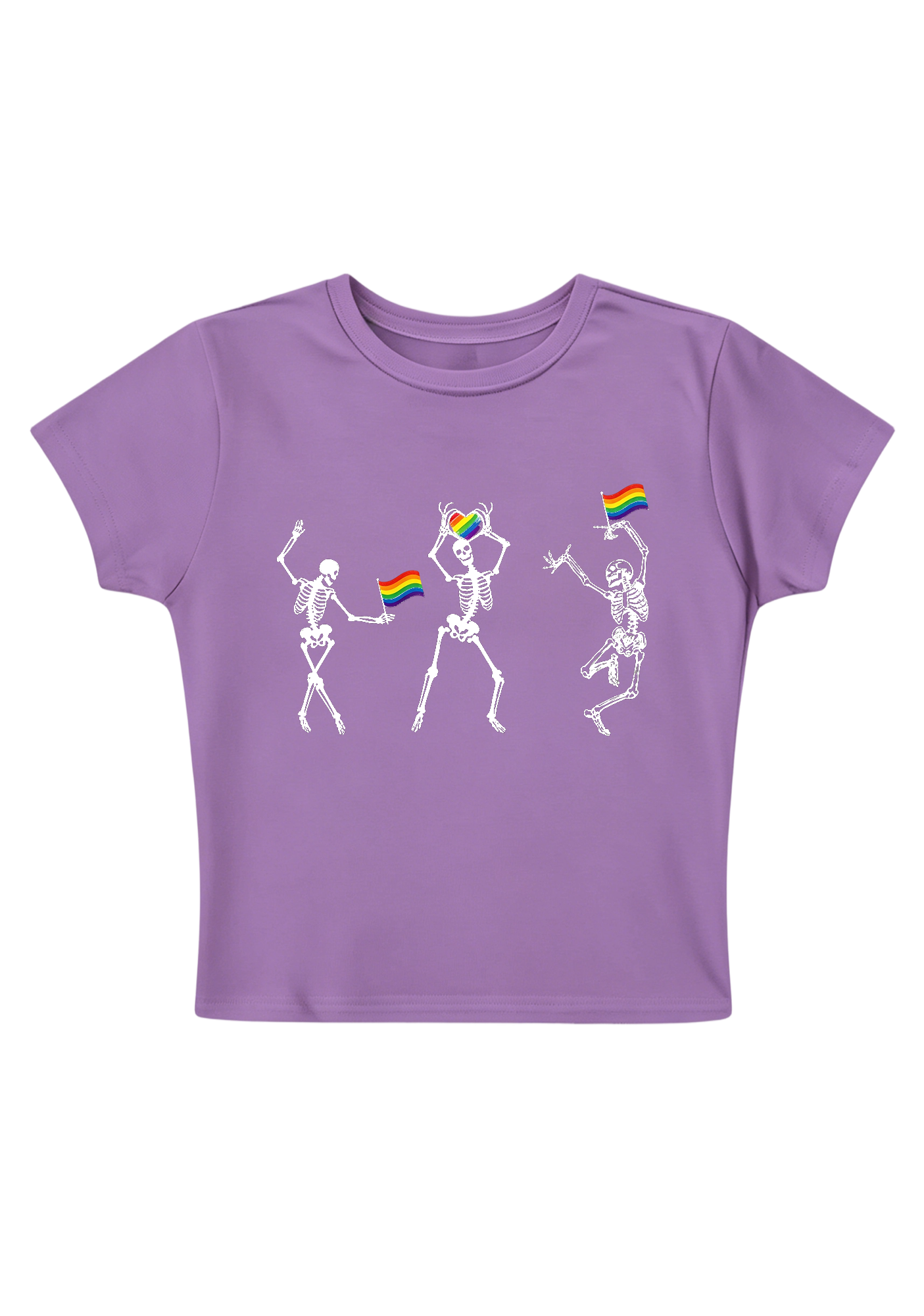 Pride Skeleton Party Y2K Baby Tee