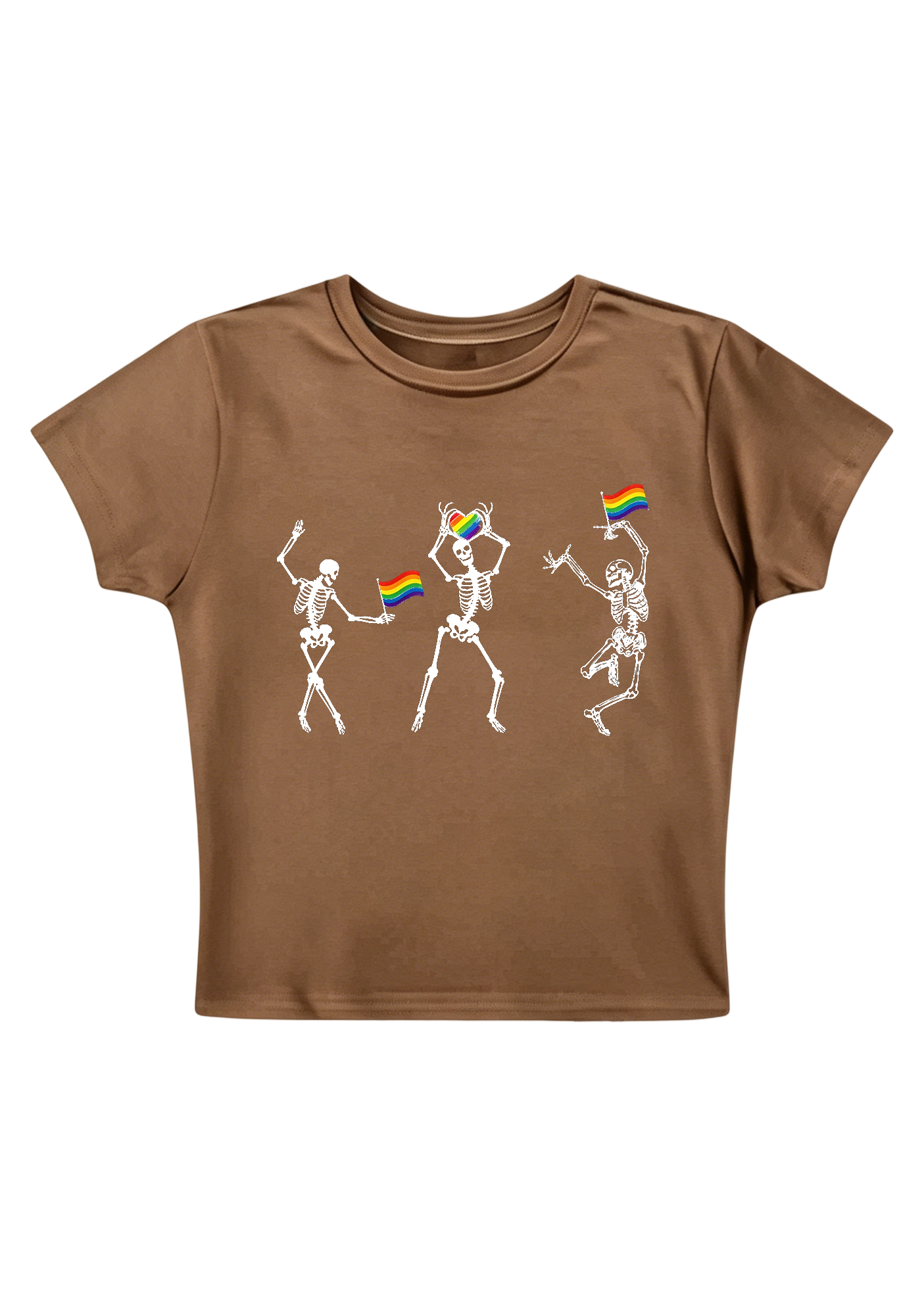 Pride Skeleton Party Y2K Baby Tee