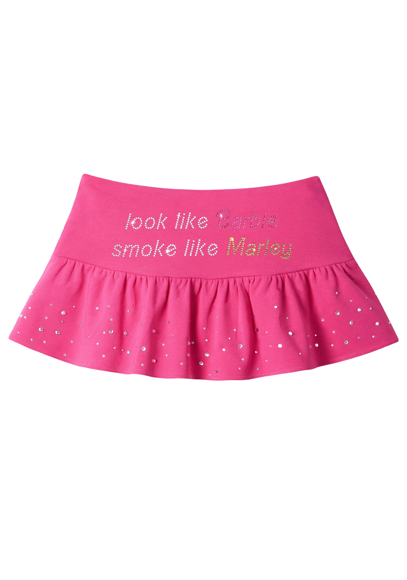 Rhinestone Look Like Barbie, Smoke Like MarleyY2K Mini Pleated Skirts