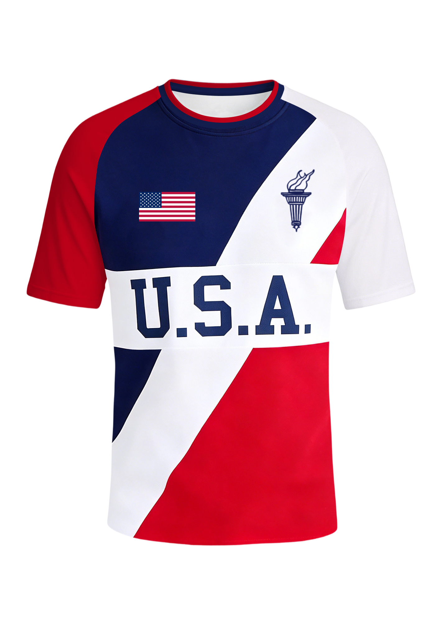 Men's Red White Blue Split Panel Jersey Shirts