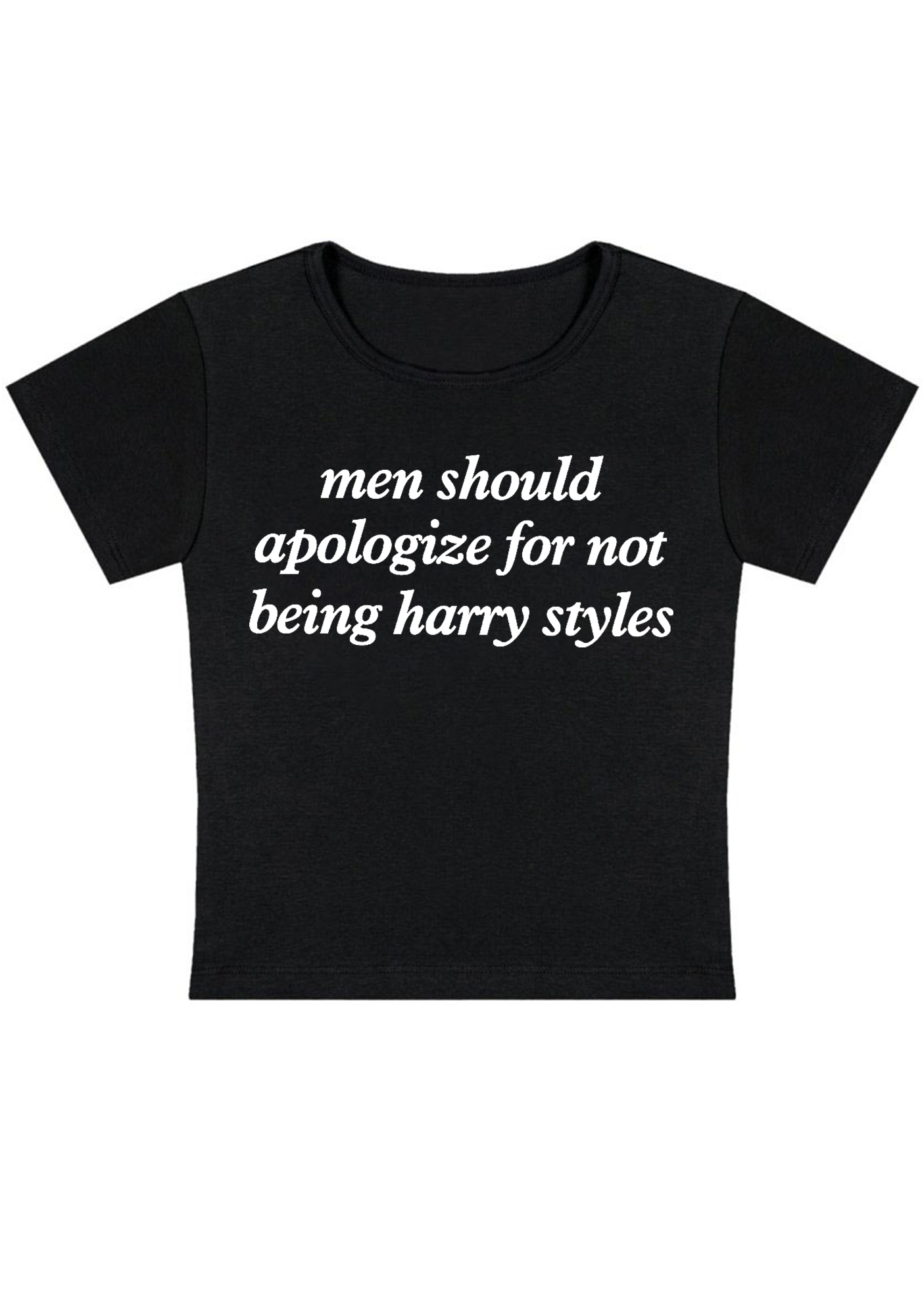 Men Should Apologize for Not Being Harry Styles Y2K Baby Tee