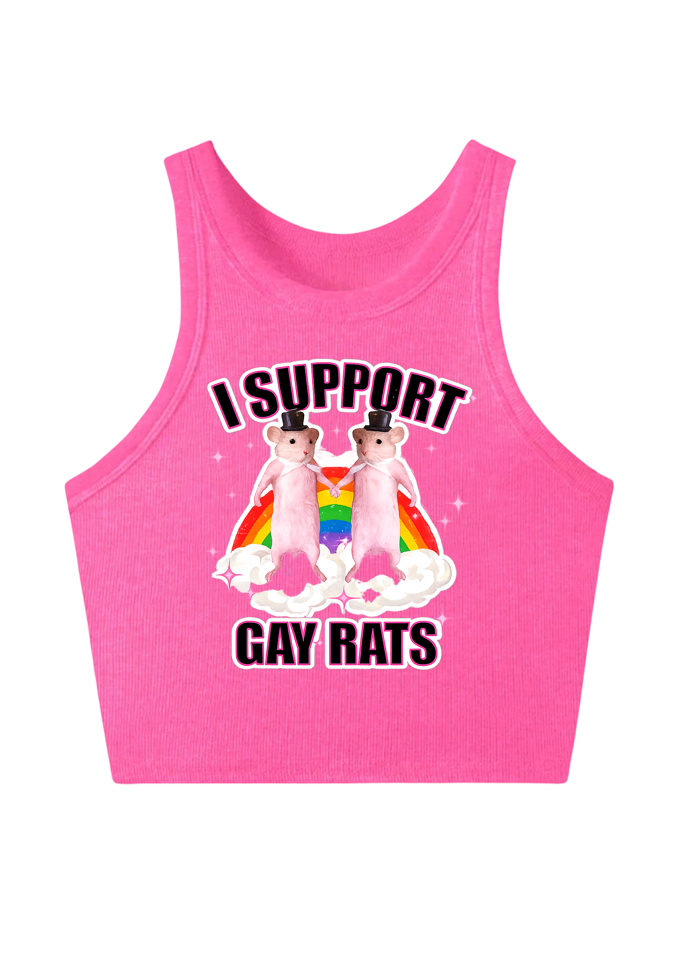 I Support Gay Rats Y2K Crop Tank Top