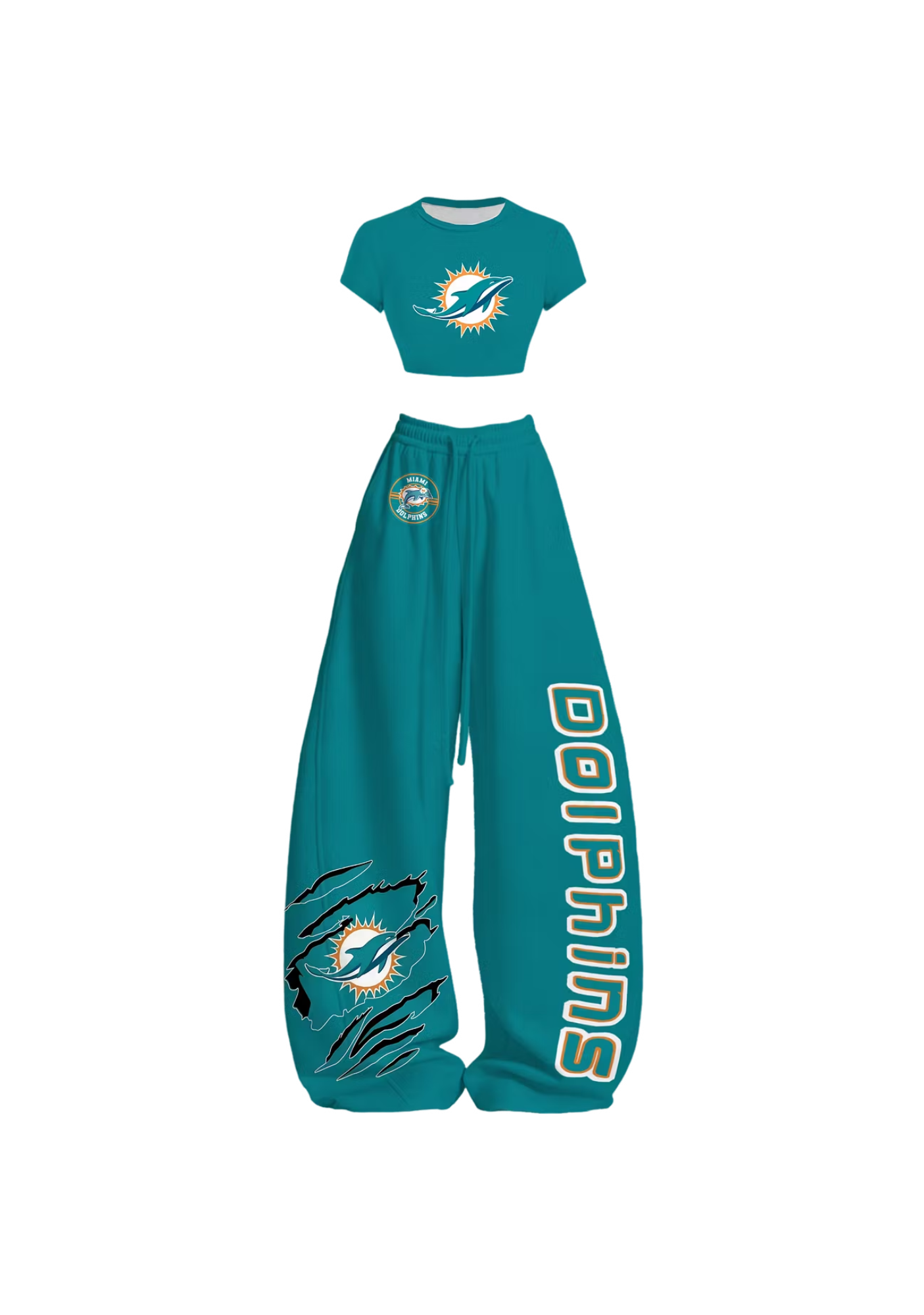 Miami Dolphins Claw Rip Sun Dolphin Tops & Elasticated Trousers Two-Piece Set
