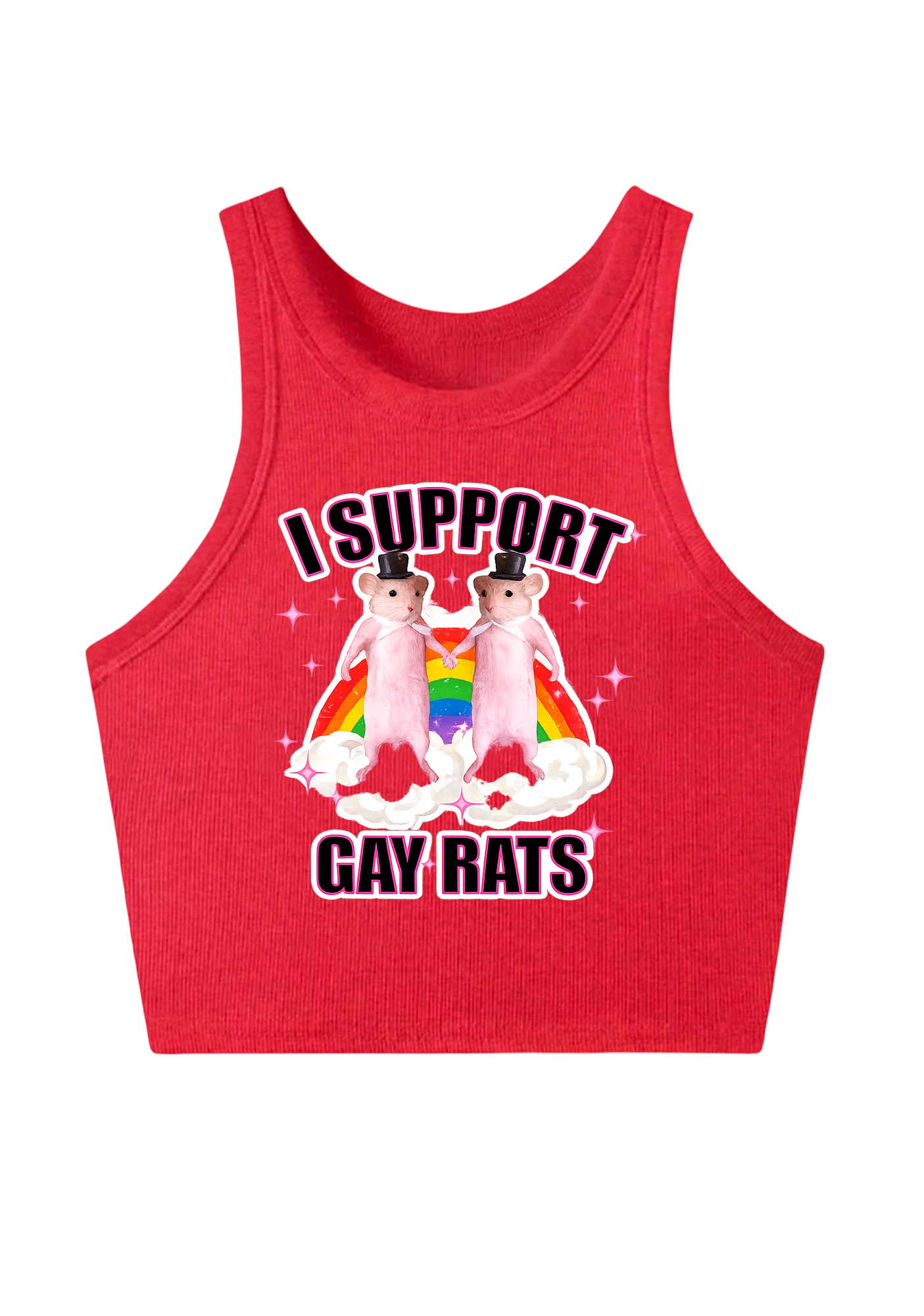 I Support Gay Rats Y2K Crop Tank Top