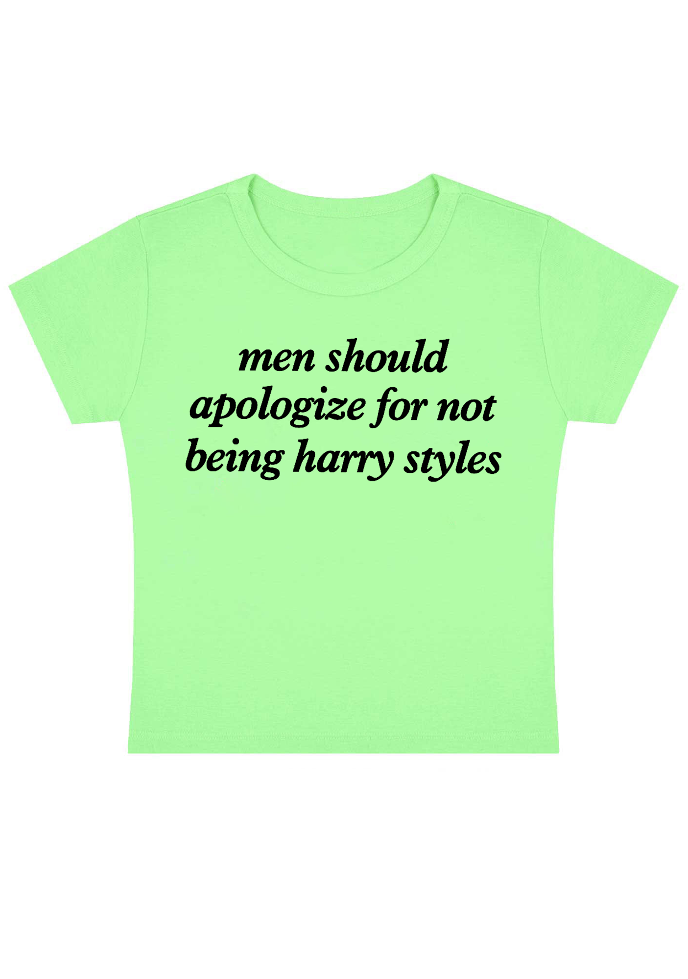 Men Should Apologize for Not Being Harry Styles Y2K Baby Tee