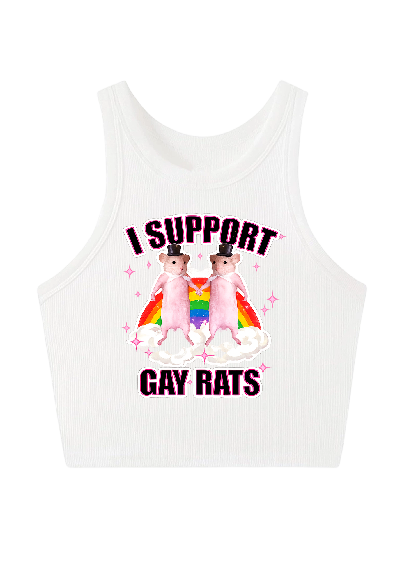 I Support Gay Rats Y2K Crop Tank Top