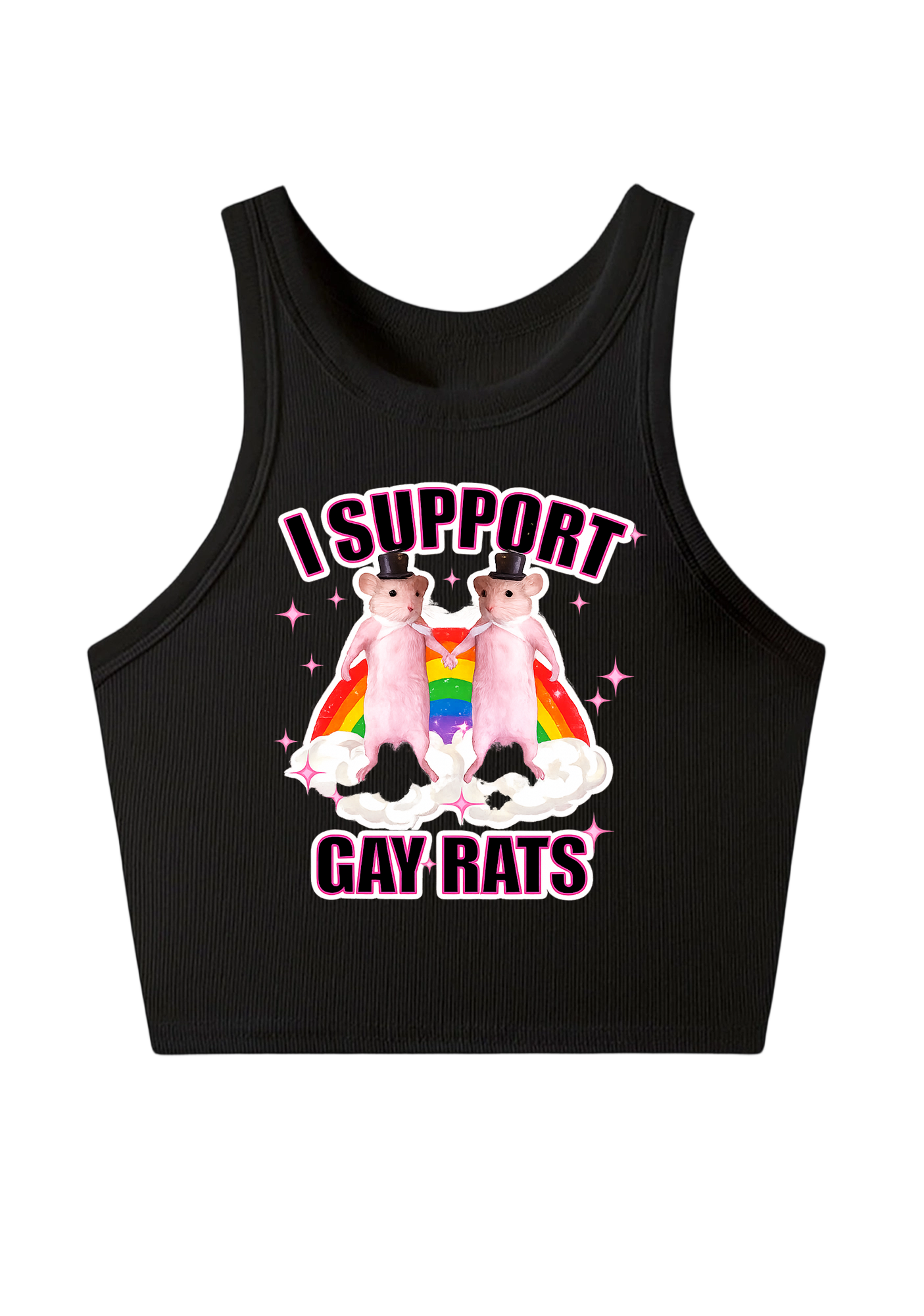 I Support Gay Rats Y2K Crop Tank Top