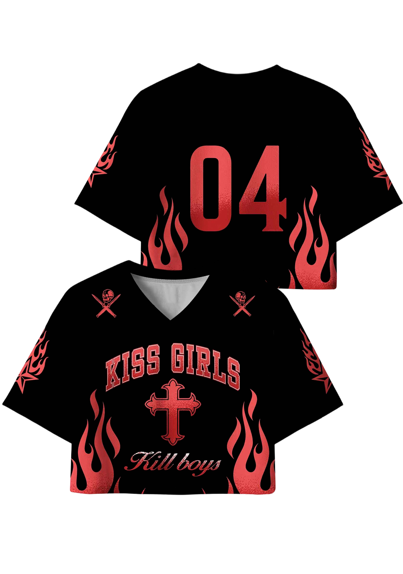 Kiss Girls Y2K Crop Sport Jersey Shirts