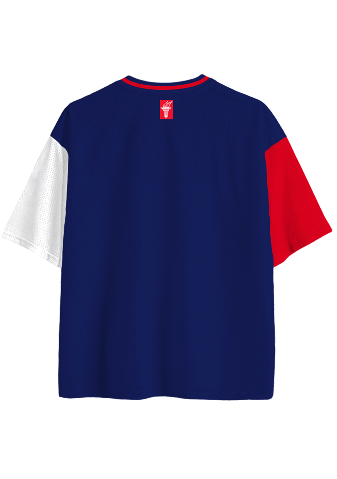 Red White Blue Split Panel Mesh Jersey Shirts