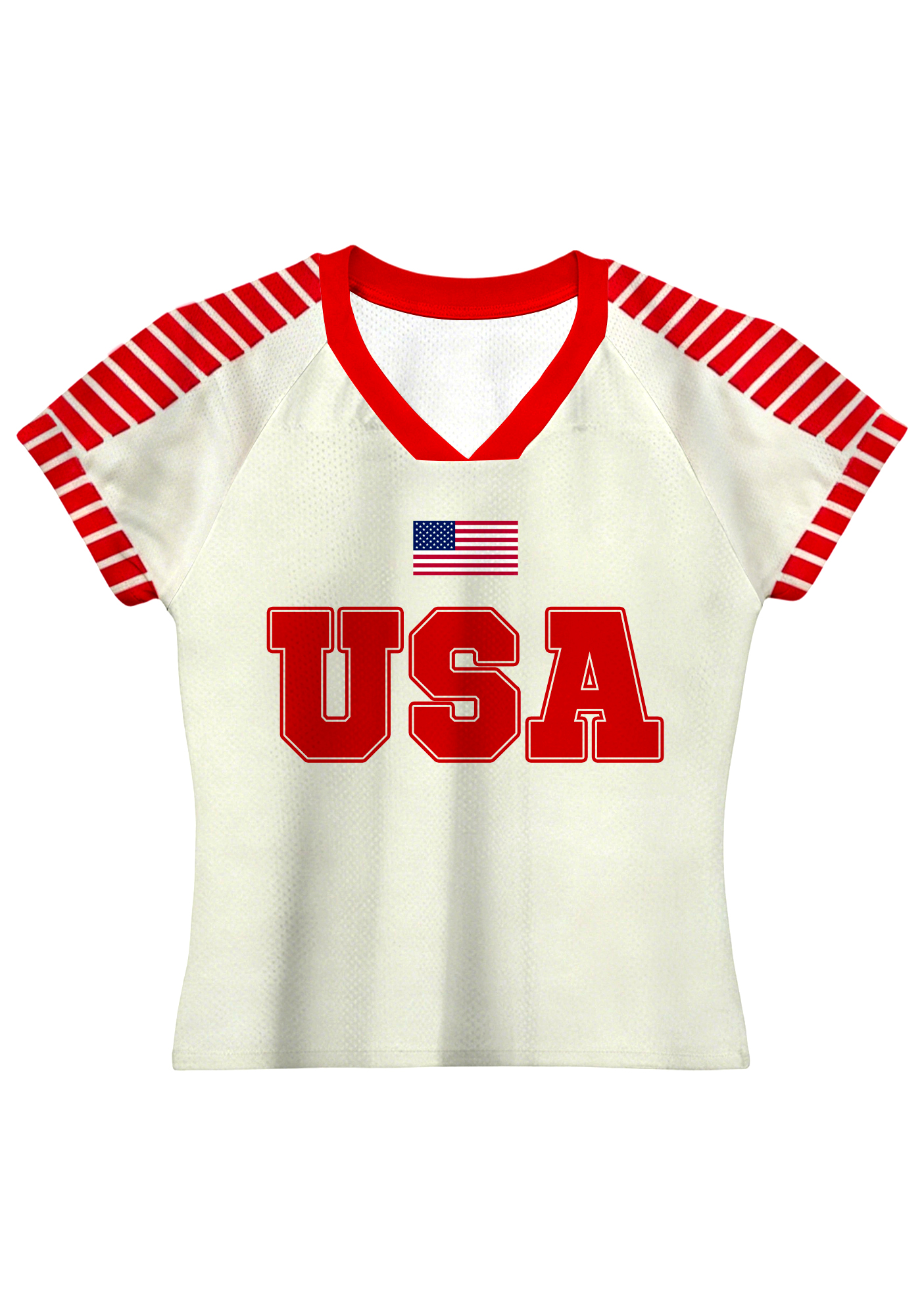 Striped Sleeve USA Flag Baby Tee