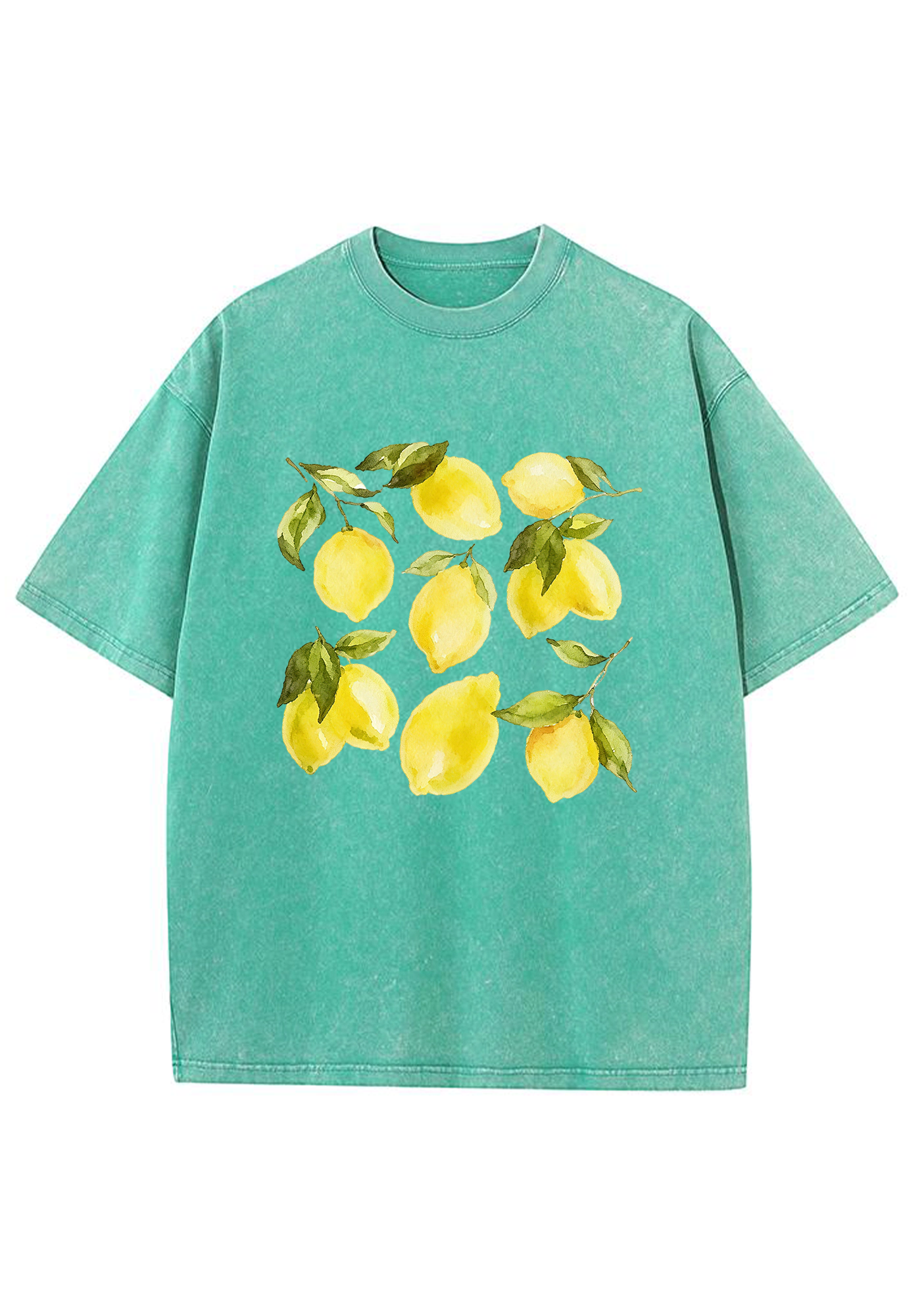 Fresh Lemon With Leaves Summer Fruit Washed Tee