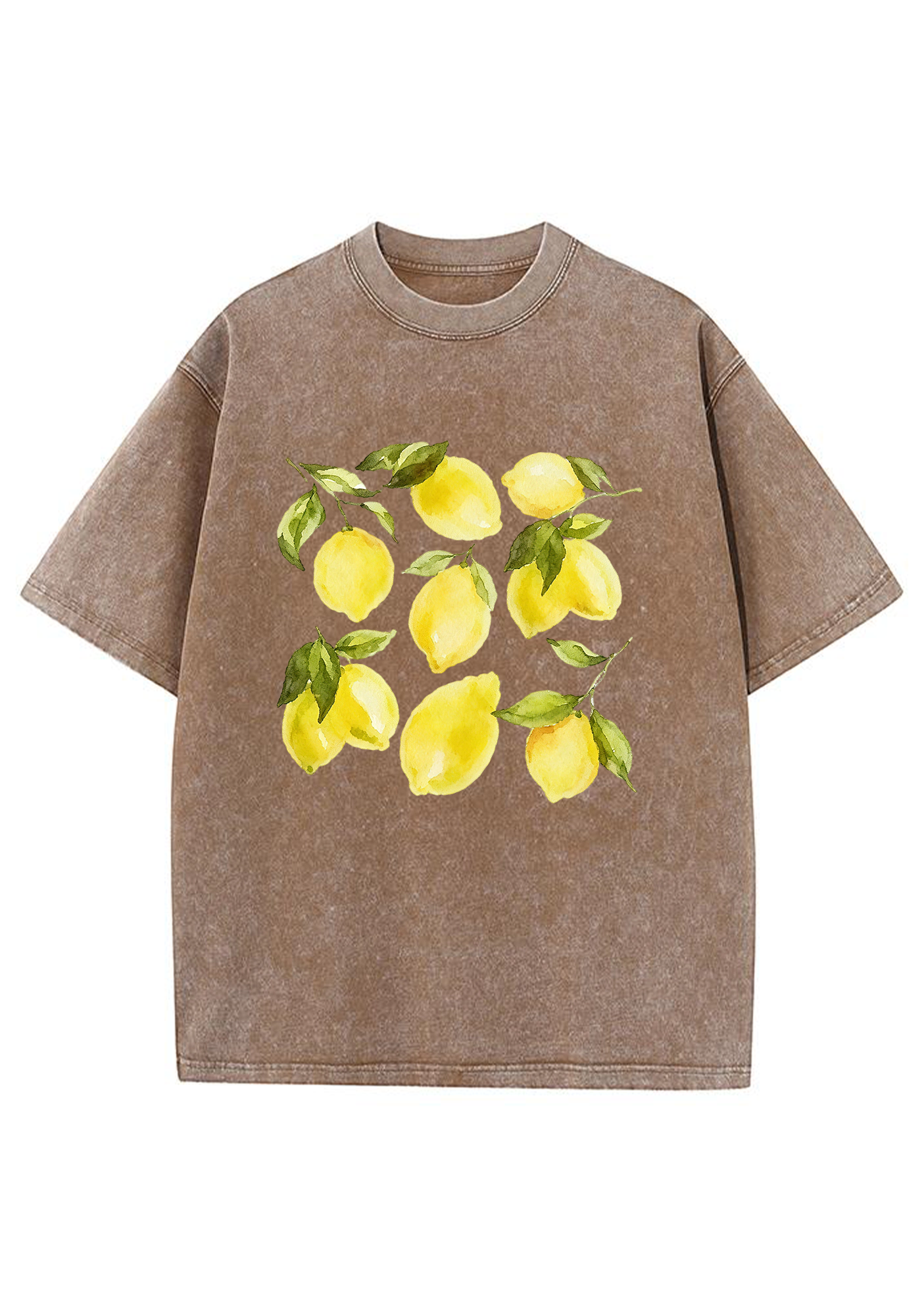 Fresh Lemon With Leaves Summer Fruit Washed Tee