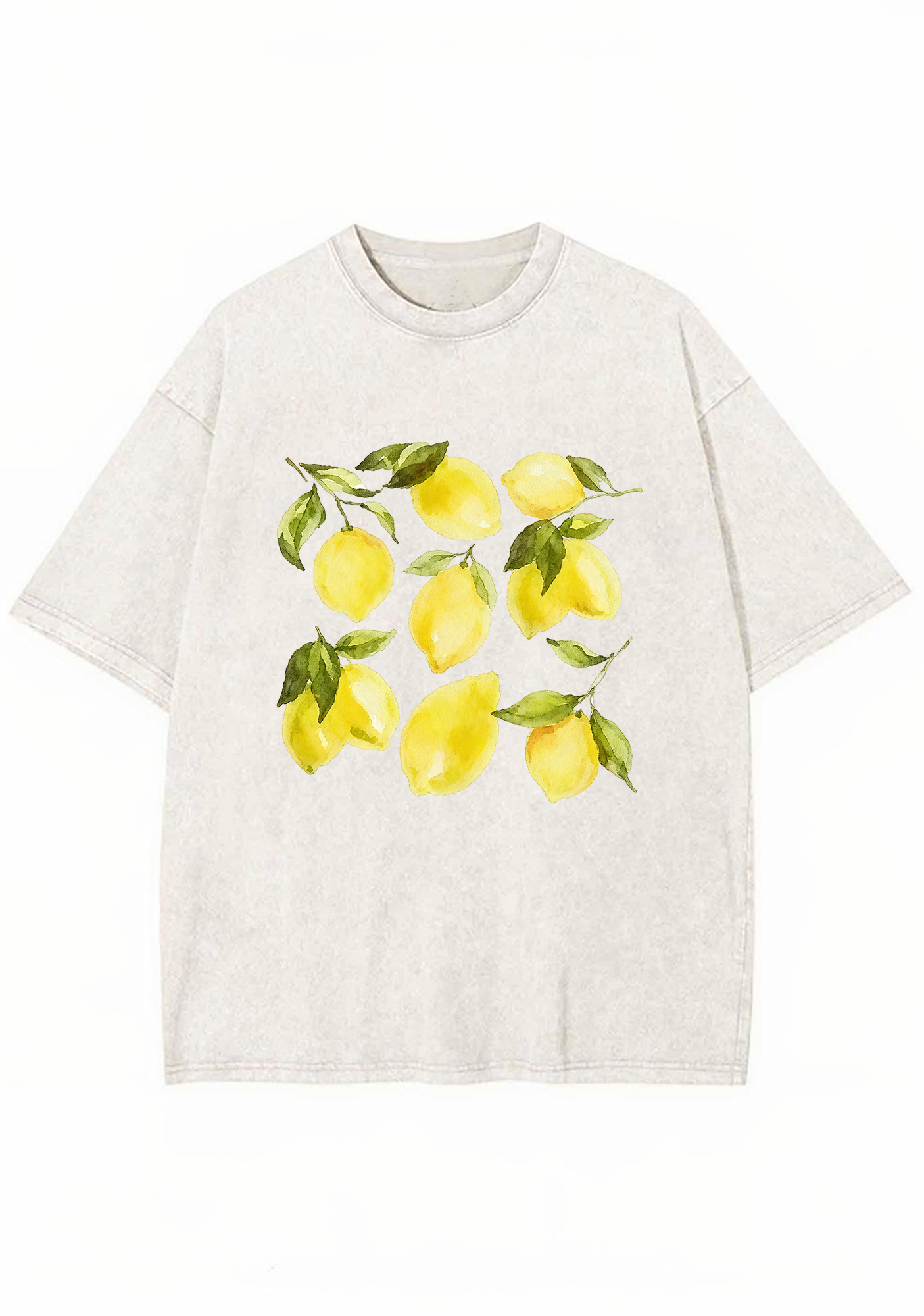Fresh Lemon With Leaves Summer Fruit Washed Tee