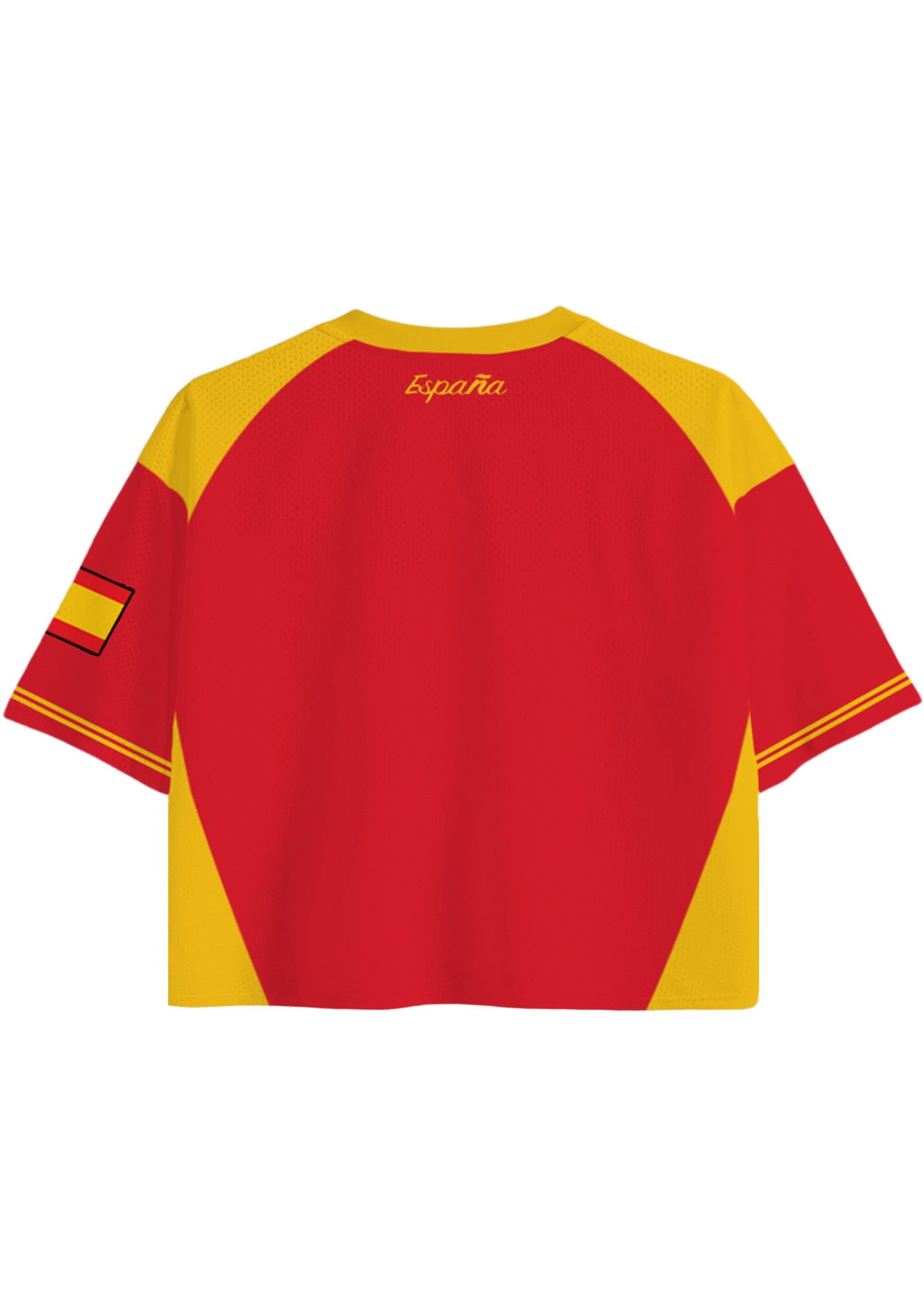  Spain Flag Inspired Streetwear Cropped Mesh Jersey Shirt