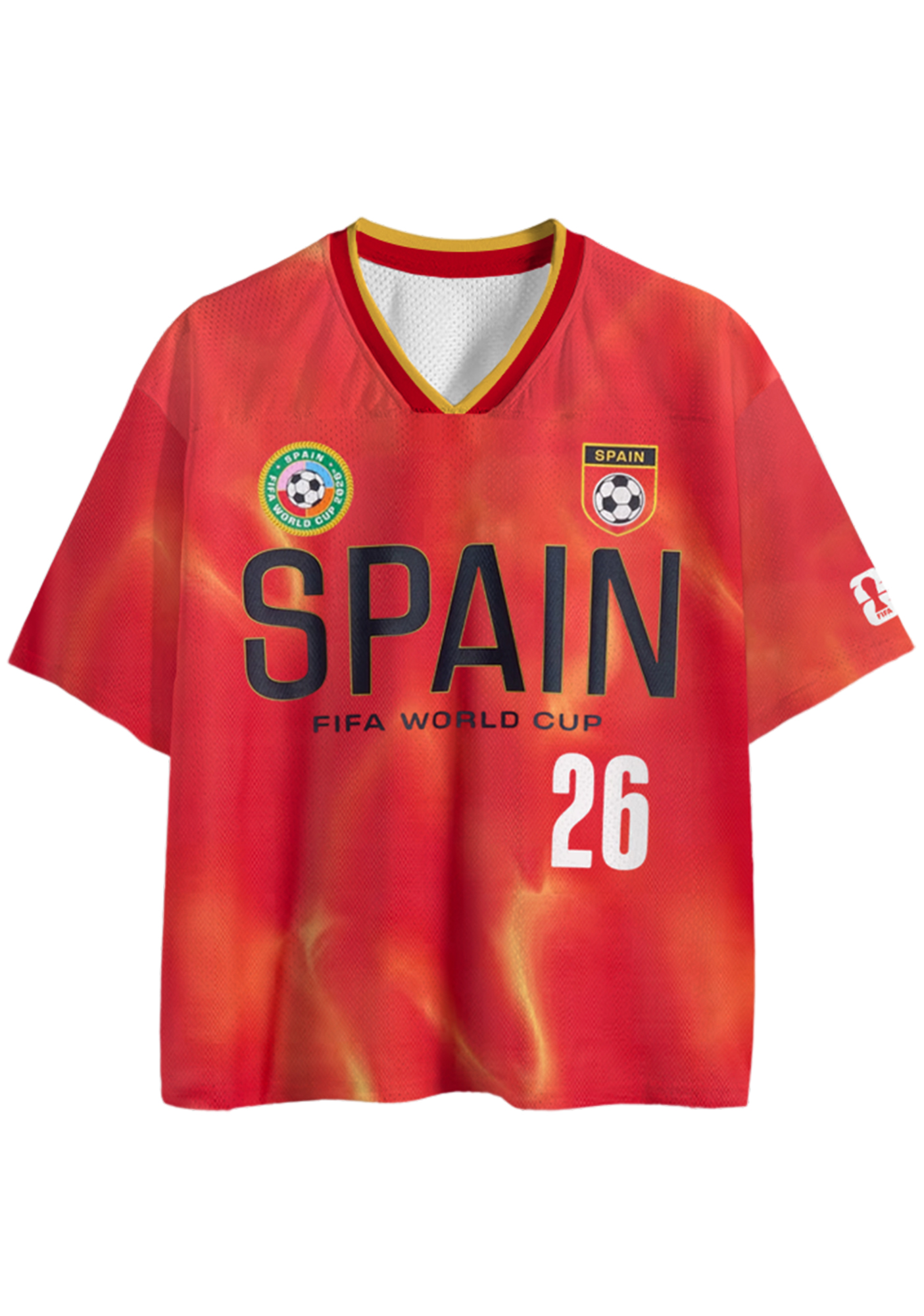 Spain Flame Tie Dye 2026 World Cup Mesh Jersey Shirts