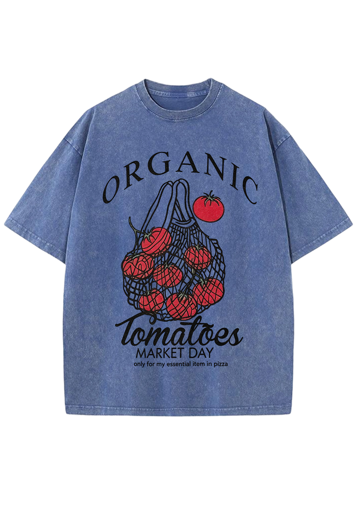 Organic Tomatoes Market Day Mesh Bag Washed Tee