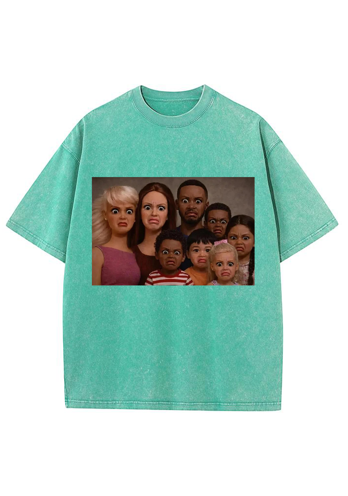 Weird Stressed Family Doll Meme Y2K Washed Tee