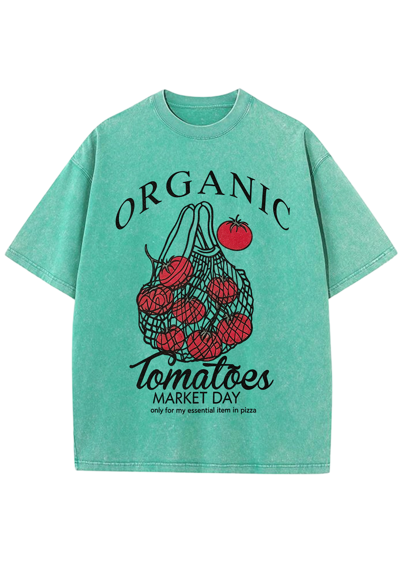 Organic Tomatoes Market Day Mesh Bag Washed Tee
