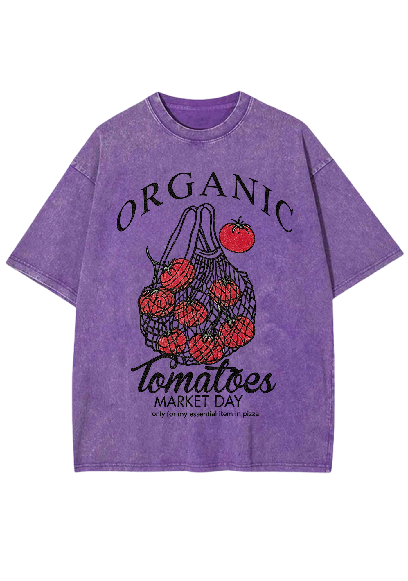 Organic Tomatoes Market Day Mesh Bag Washed Tee