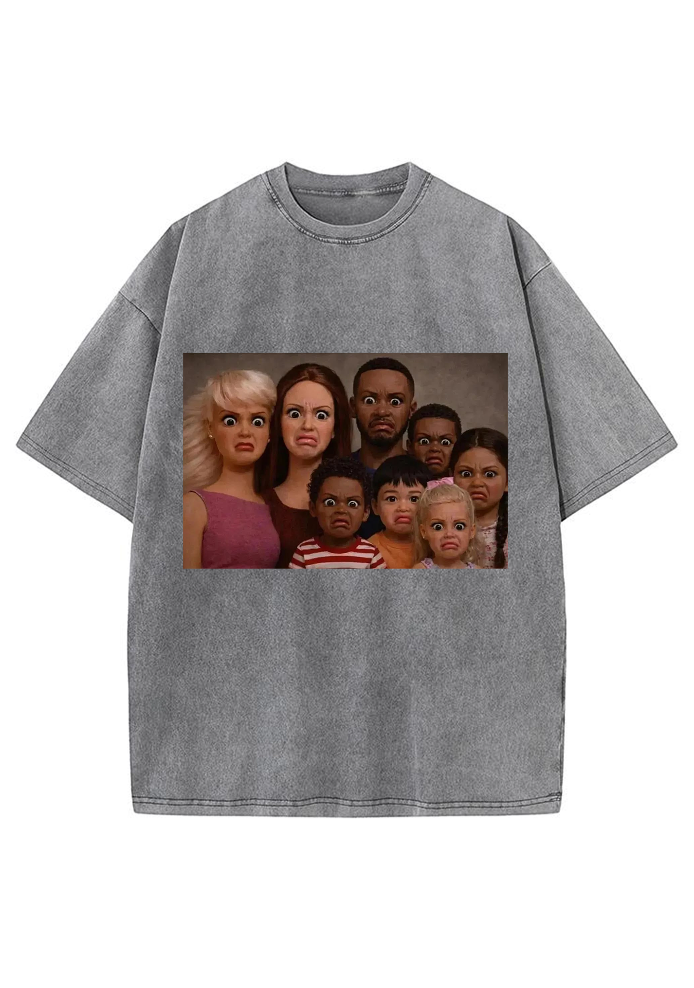 Weird Stressed Family Doll Meme Y2K Washed Tee
