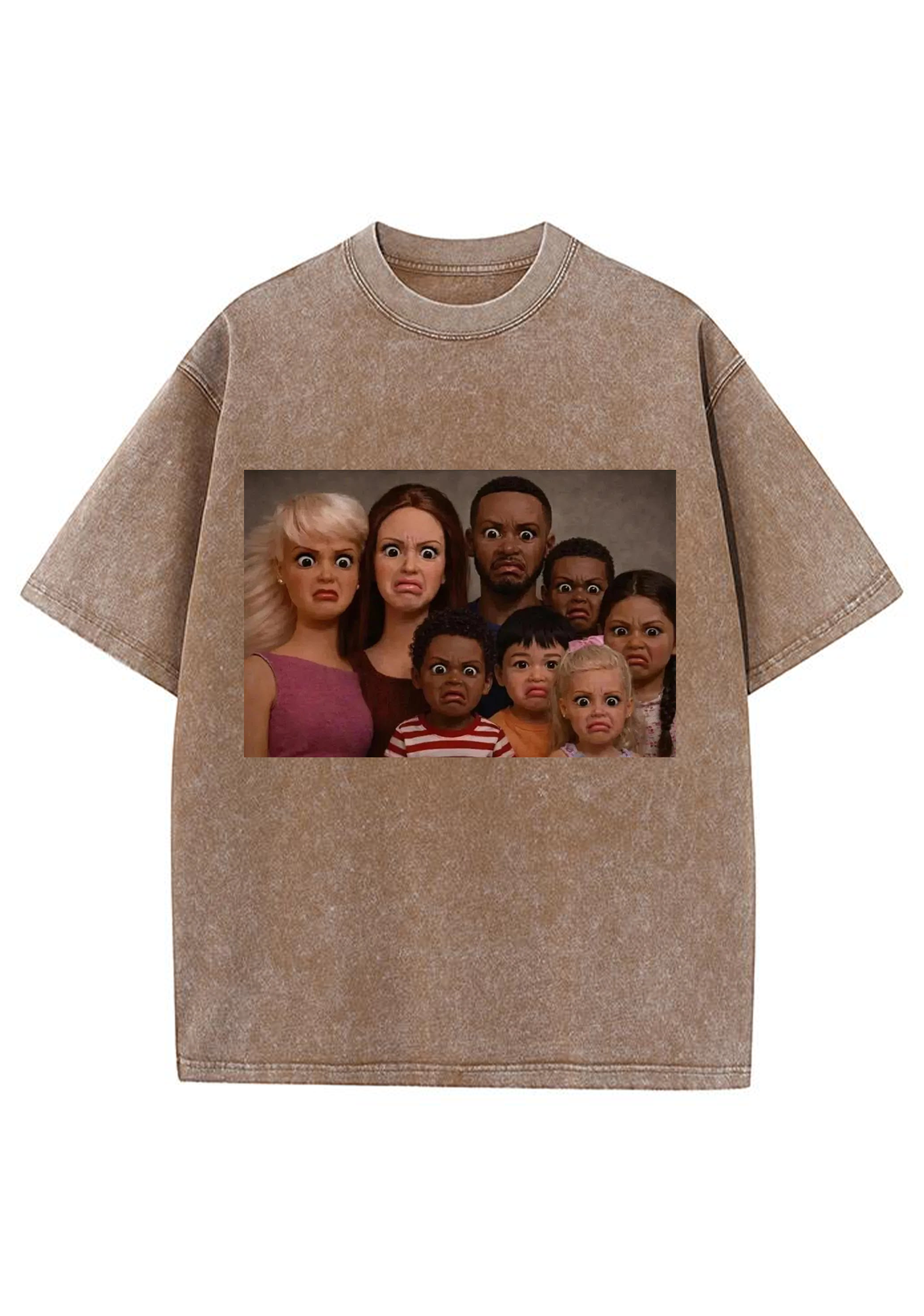 Weird Stressed Family Doll Meme Y2K Washed Tee