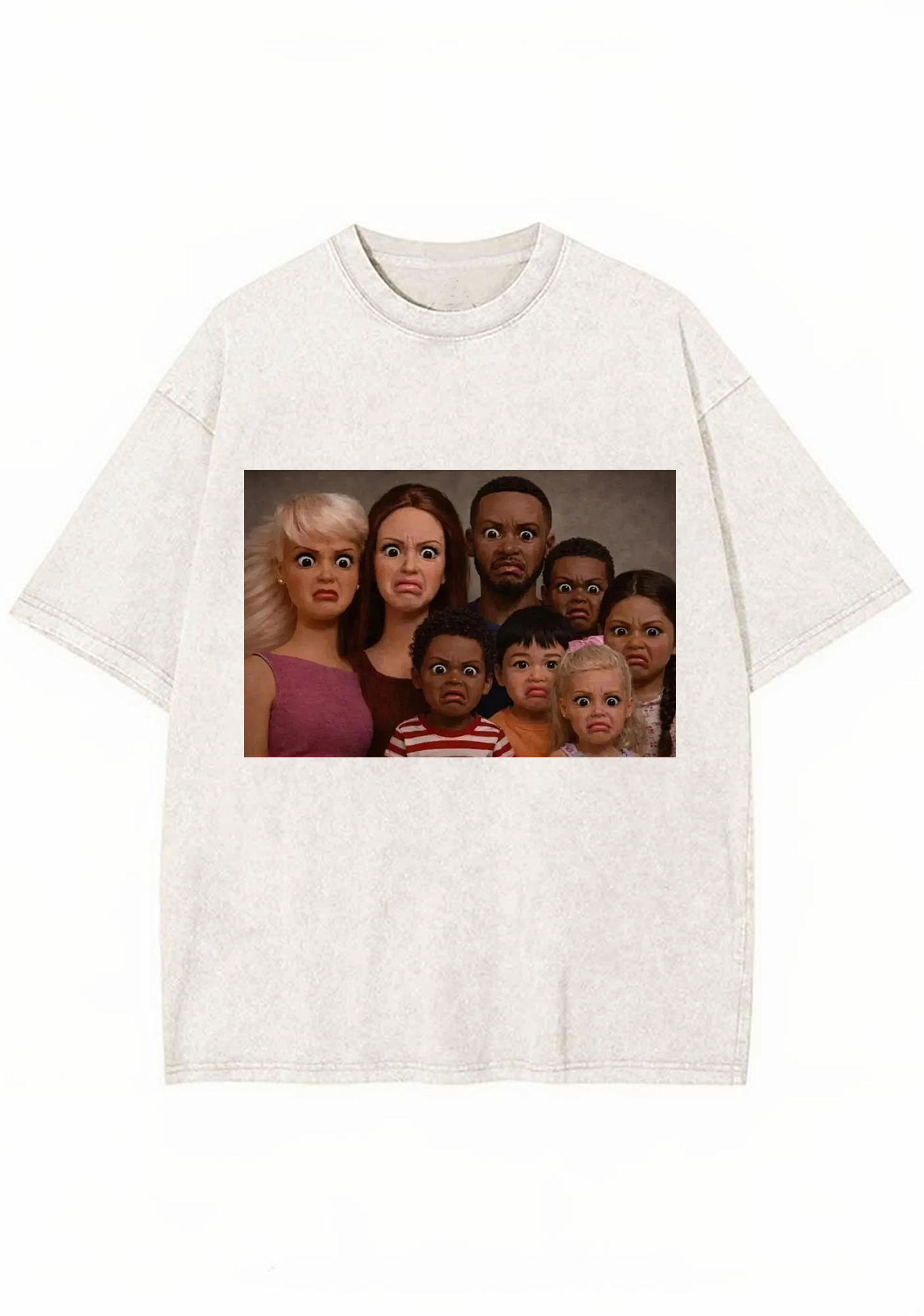 Weird Stressed Family Doll Meme Y2K Washed Tee