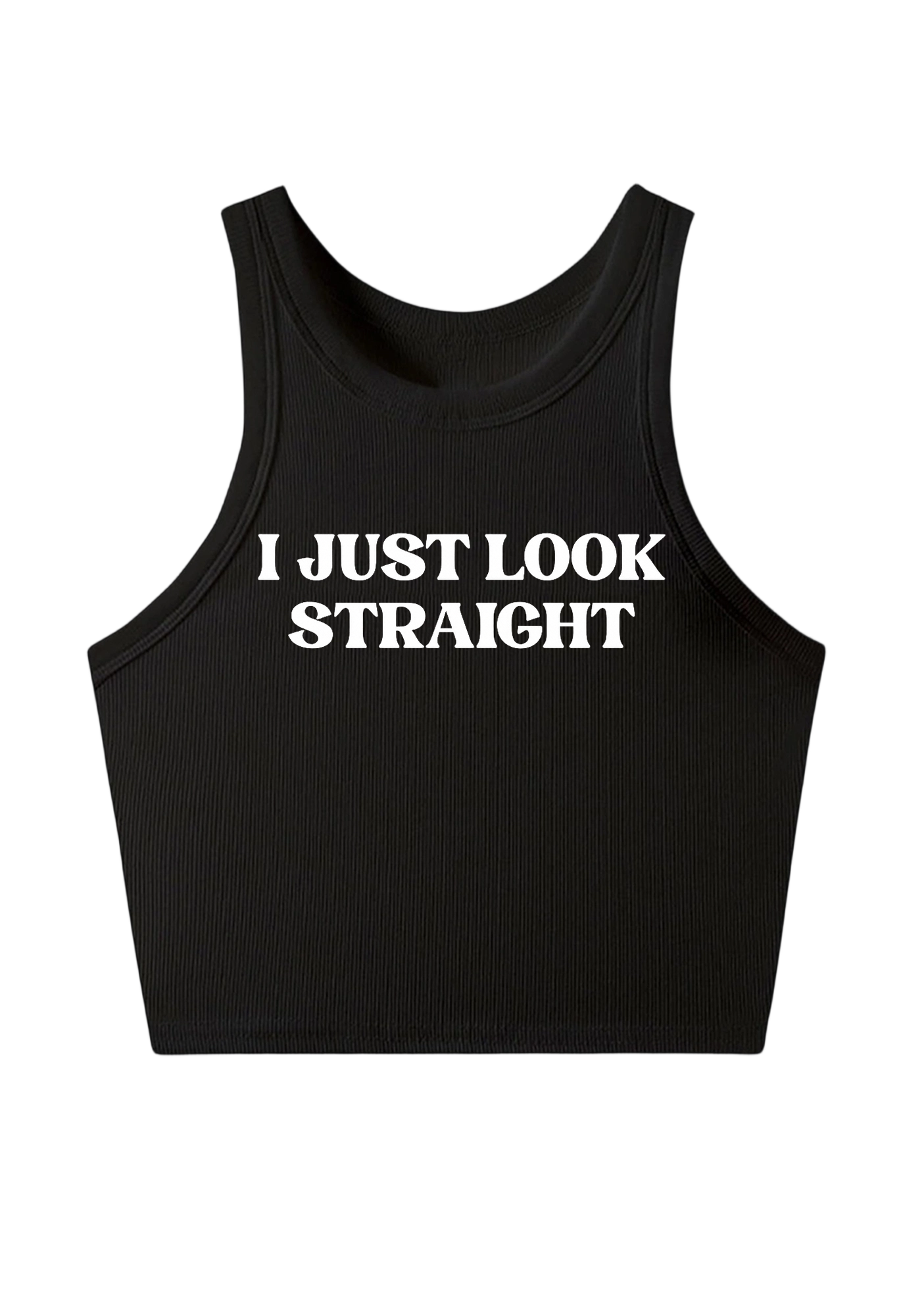 I Just Look Straight Y2K Crop Tank Top