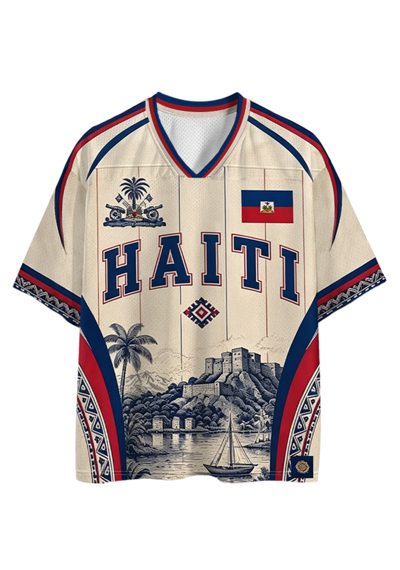 Haitian National Emblem Palm Tree Mesh Jersey Shirts
