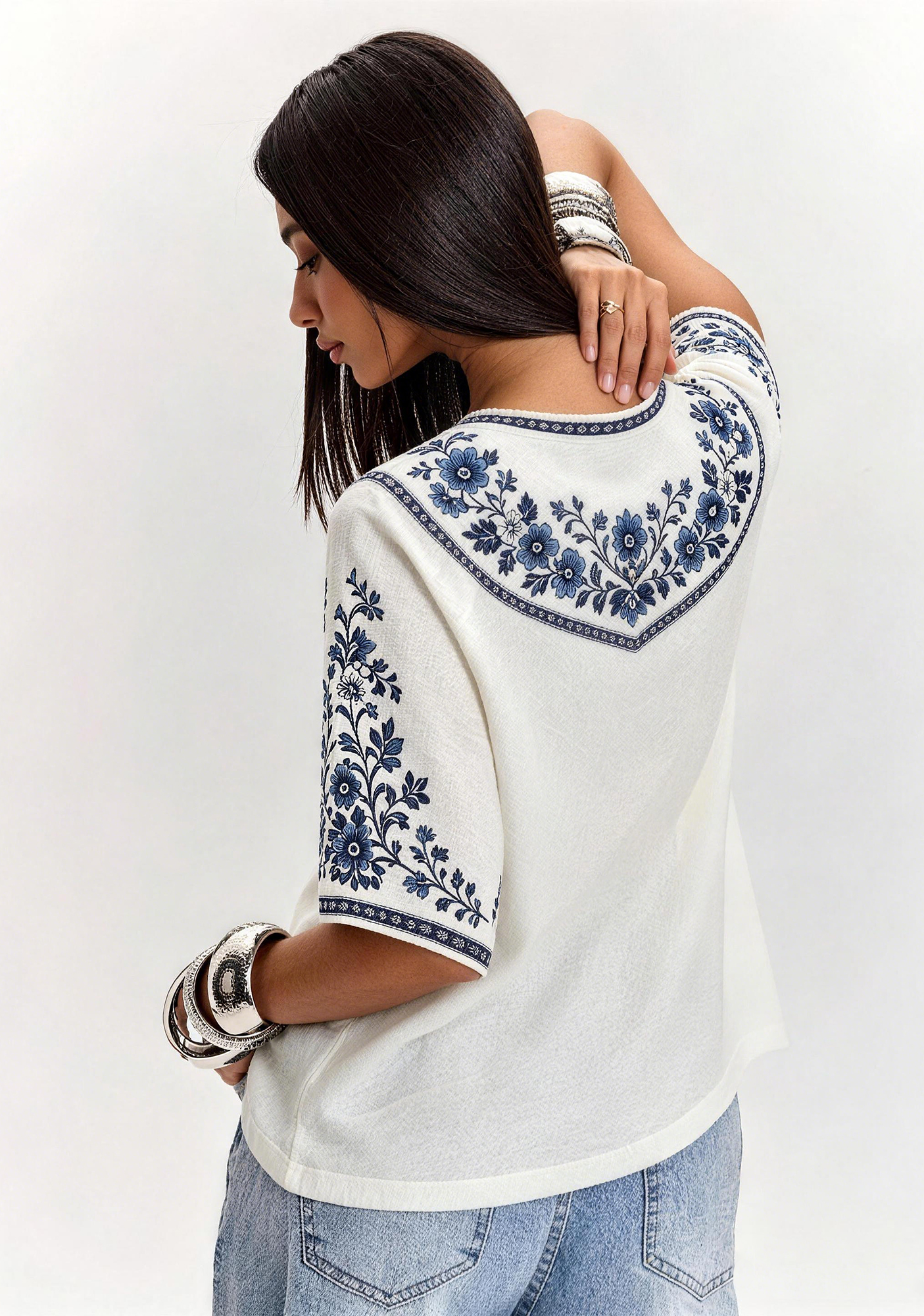 Boho Floral Border Toronto Argonauts V-Neck Blouse