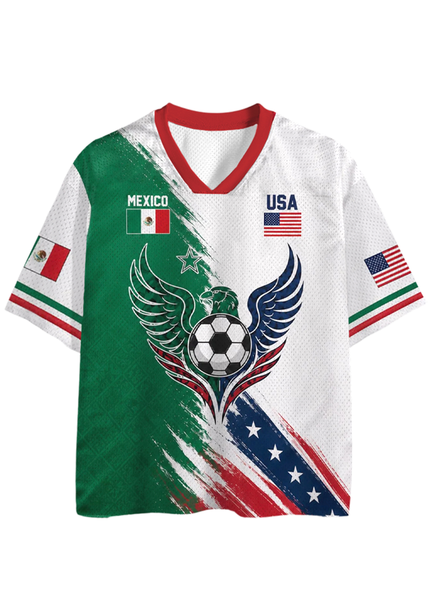 Mexico USA Flag Eagle Soccer Mesh Jersey Shirts
