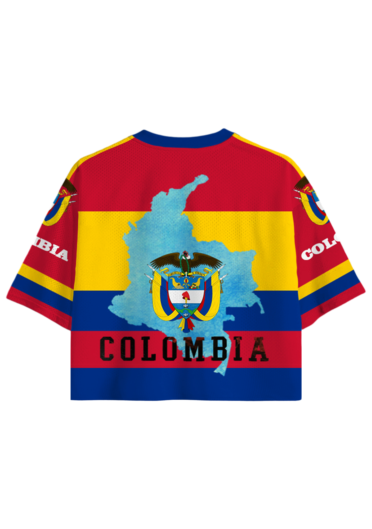Colombian National Flag Map Cropped Mesh Jersey Shirt