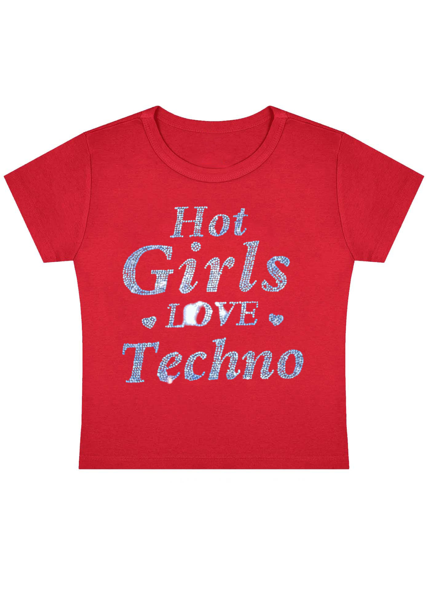 Hot Girls Love Techno Y2K Baby Tee