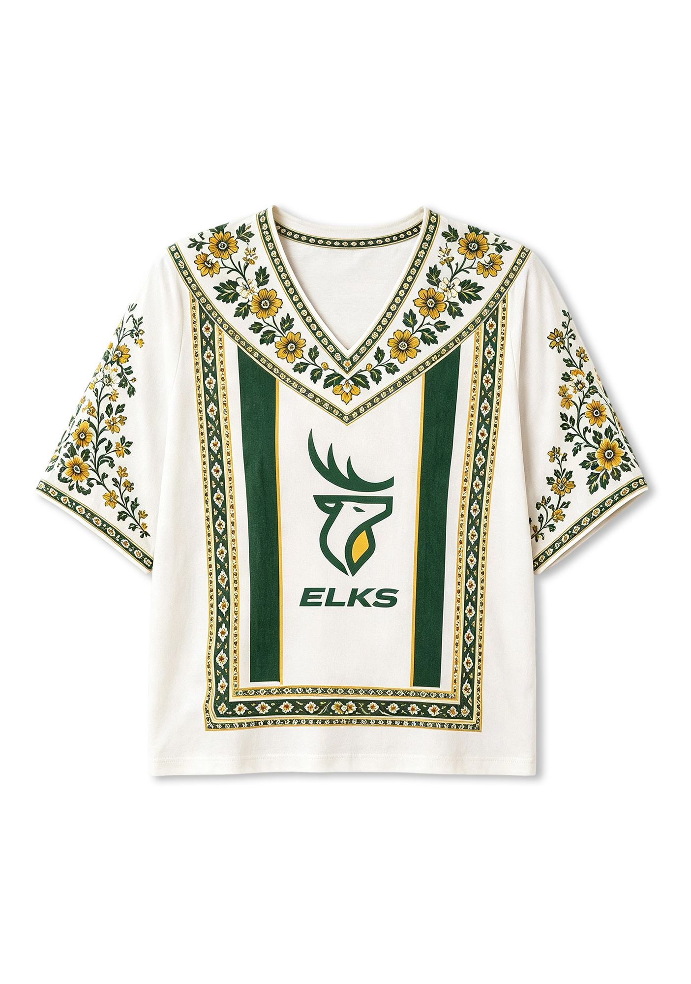 Boho Floral Border Edmonton Elks V-Neck Blouse