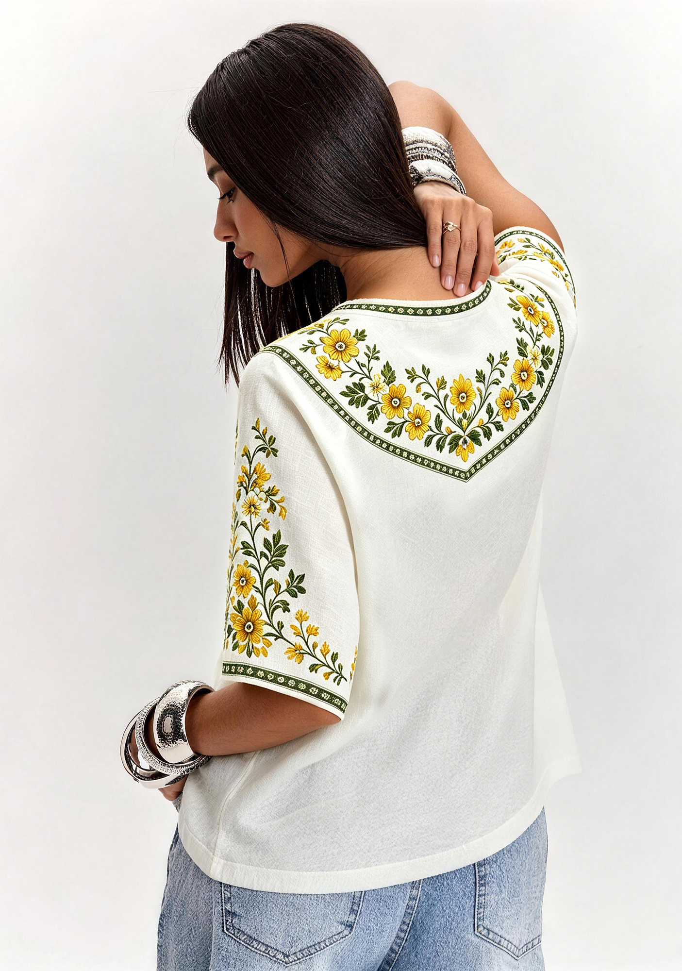 Boho Floral Border Edmonton Elks V-Neck Blouse