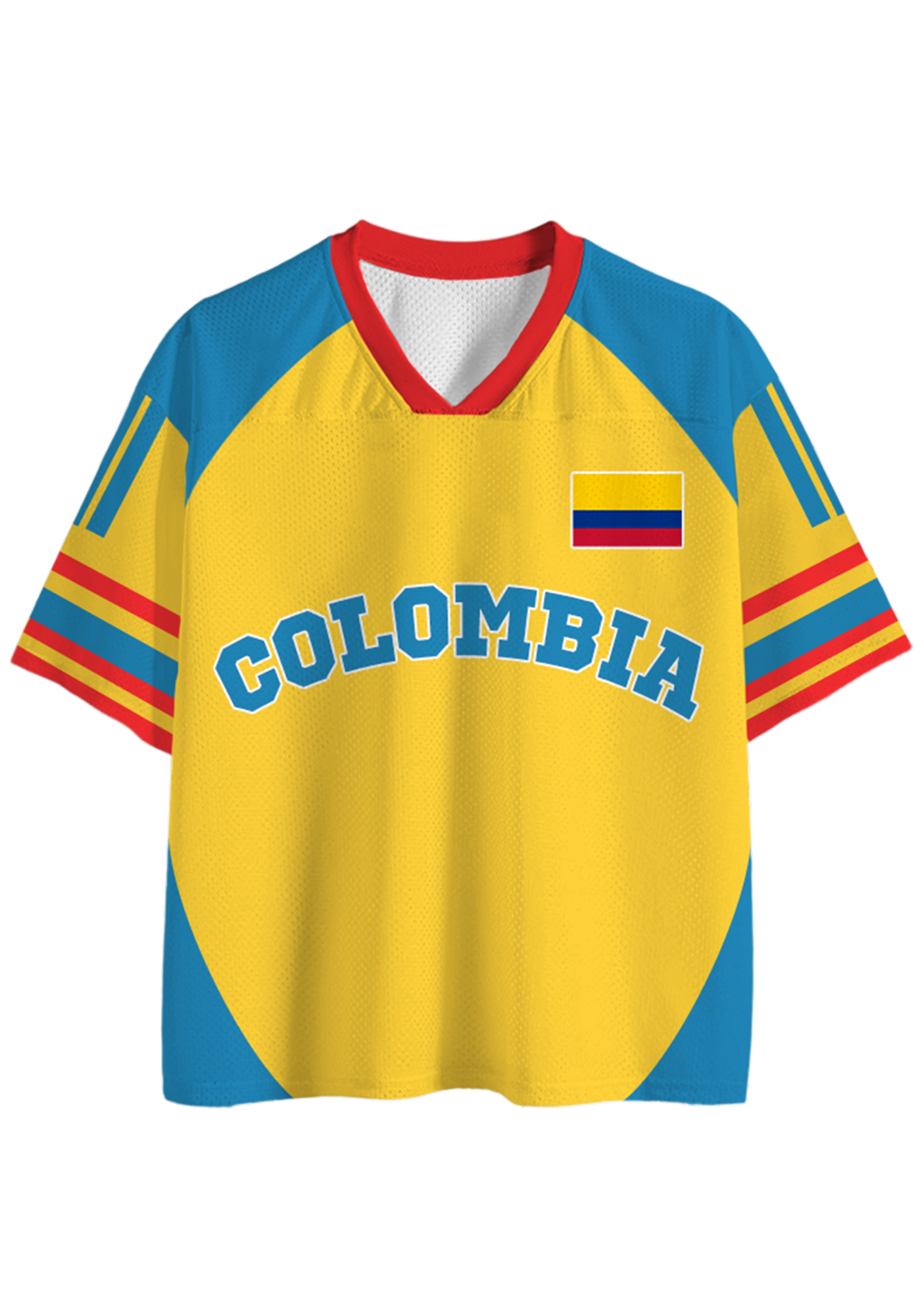 Retro Color Block Colombia Flag Mesh Jersey Shirts