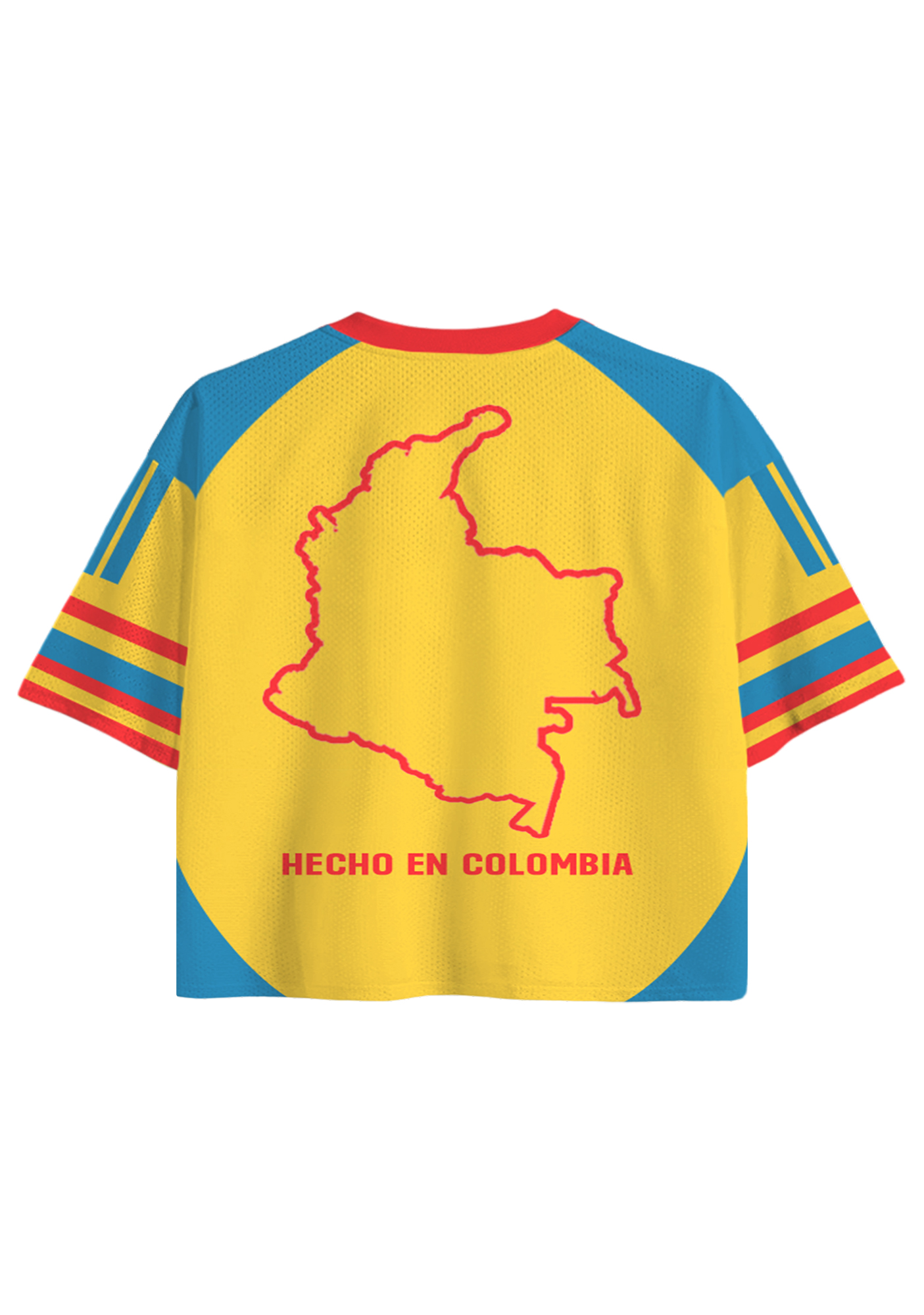 Retro Color Block Colombia Flag Crop Jersey Shirts