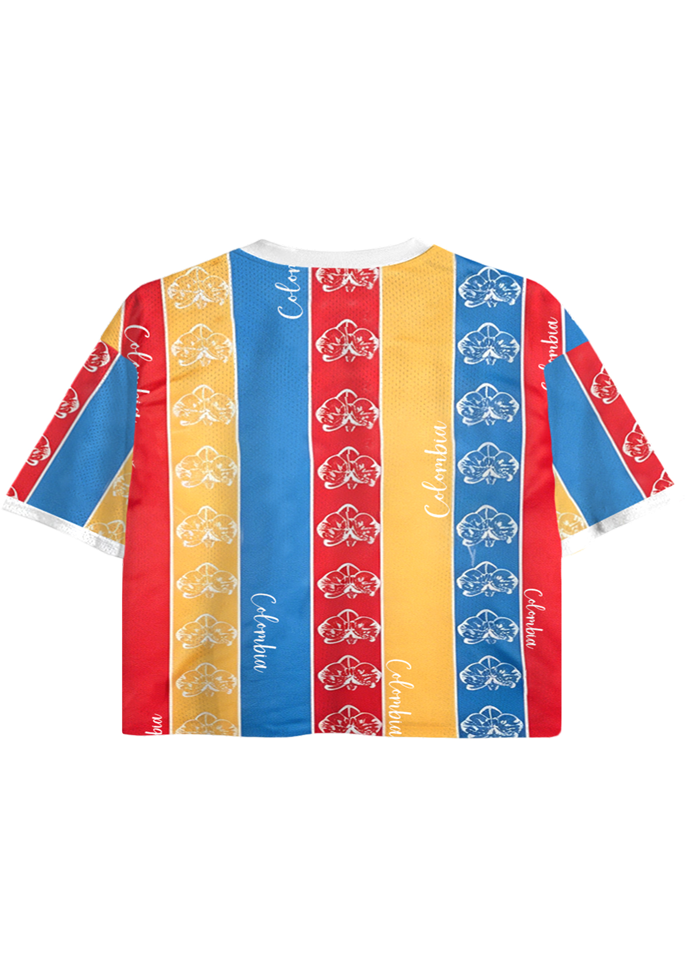 Colombia National Flower Orchid Striped Crop Jersey Shirts