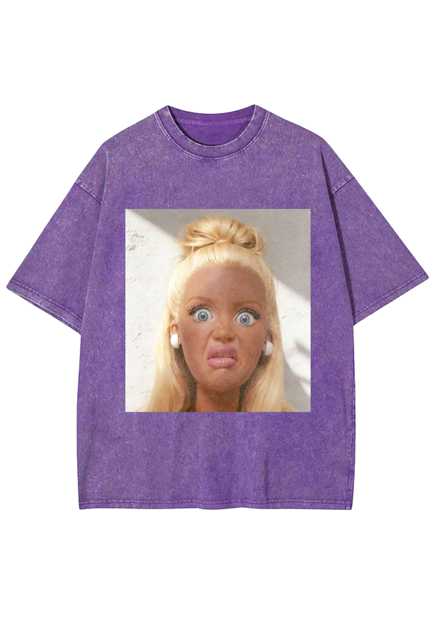 Shocked Bun Hair Barbie Meme Y2K Washed Tee