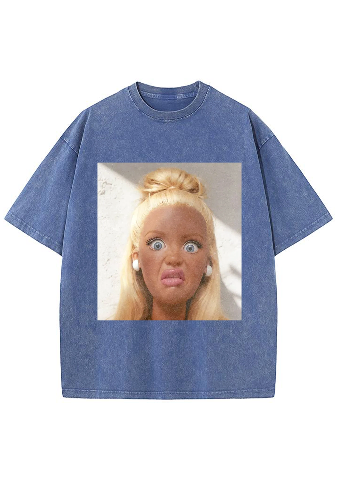 Shocked Bun Hair Barbie Meme Y2K Washed Tee