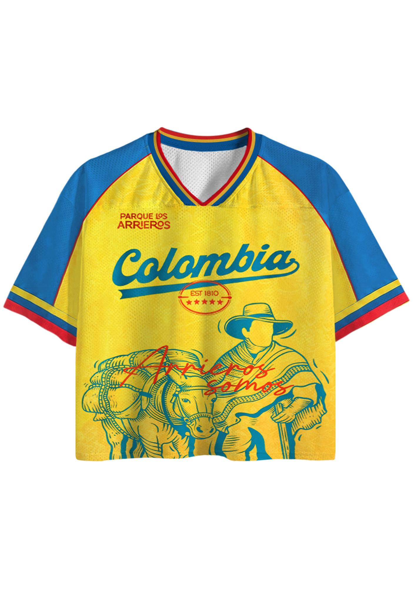 Los Arrieros Park Retro Colombian Flag Crop Jersey Shirts