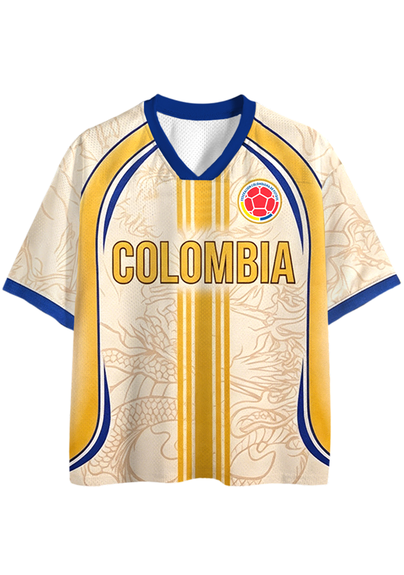 Colombia Dragon Print Mesh Jersey Shirts