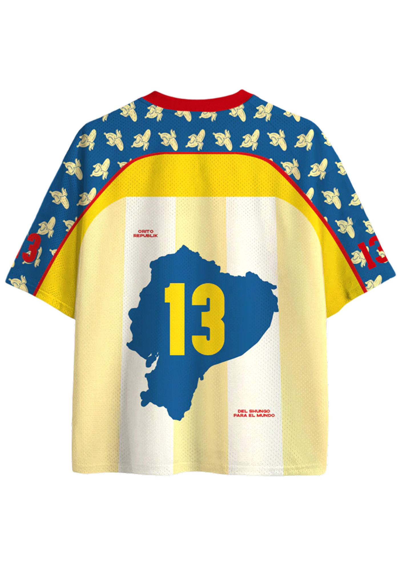 Vintage Banana Print Ecuador National Team Mesh Jersey Shirts