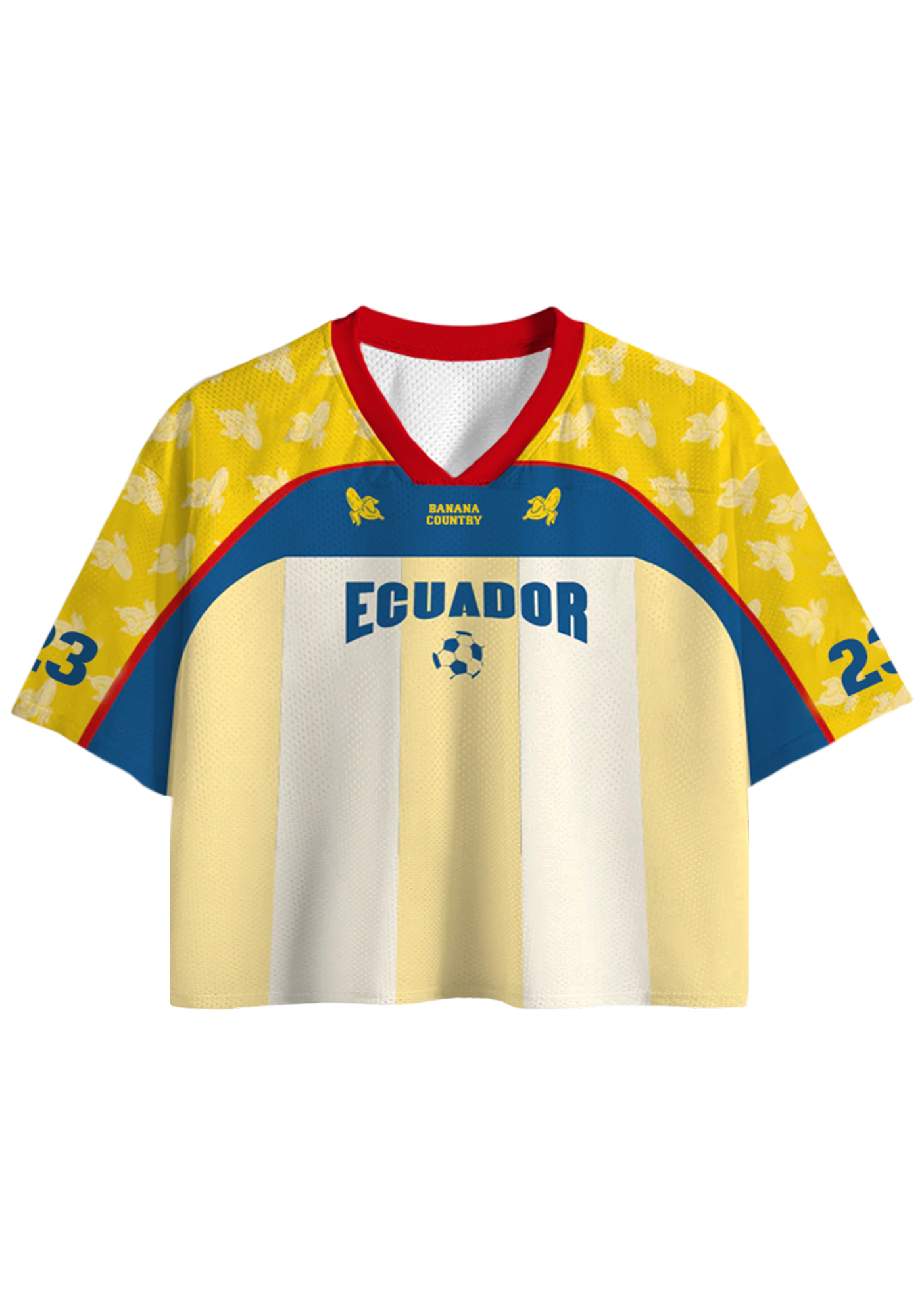 Ecuador Banana Country Striped Cropped Mesh Jersey Shirt