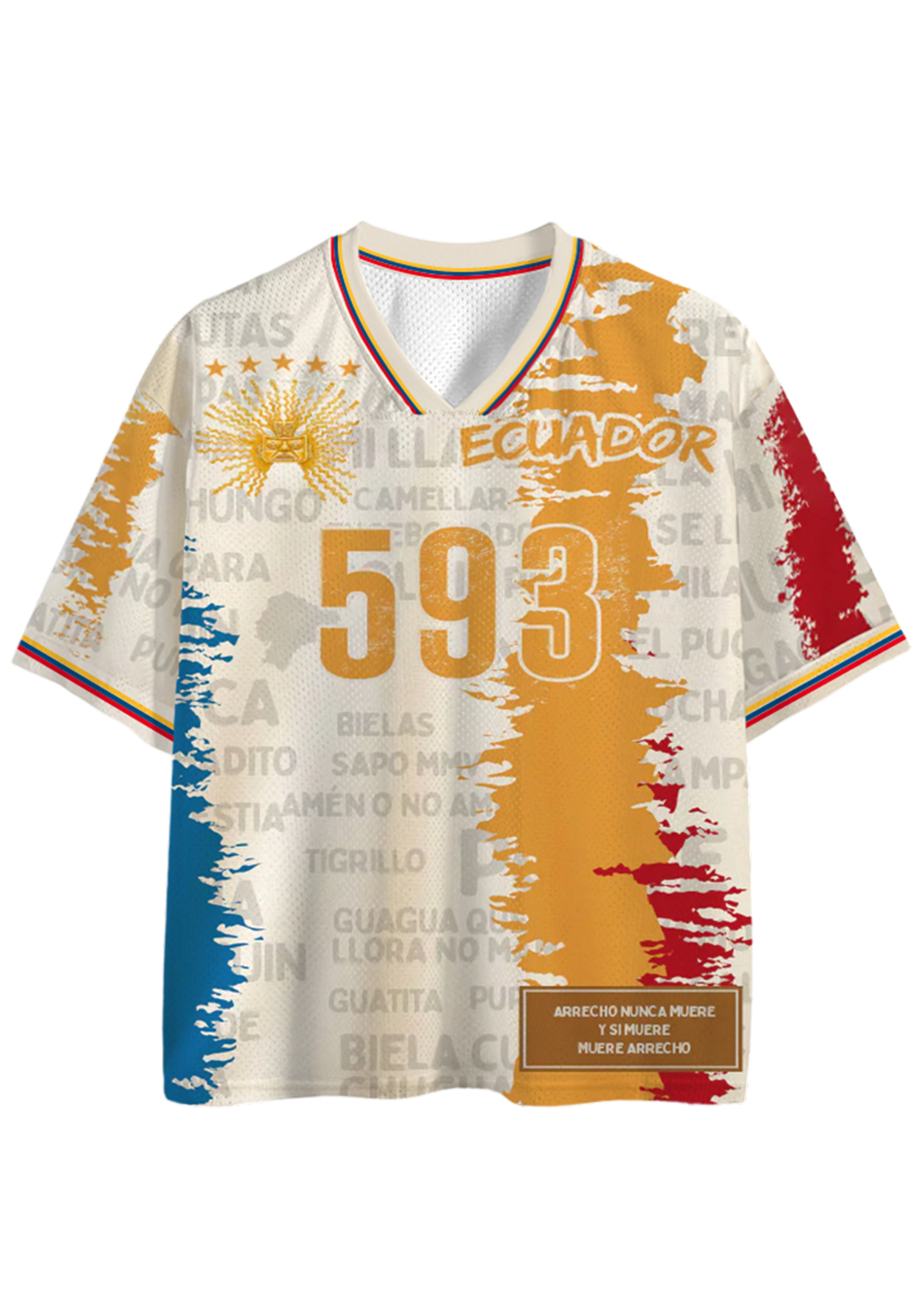 Retro Grunge Ecuador 593 Area Code Mesh Jersey Shirts