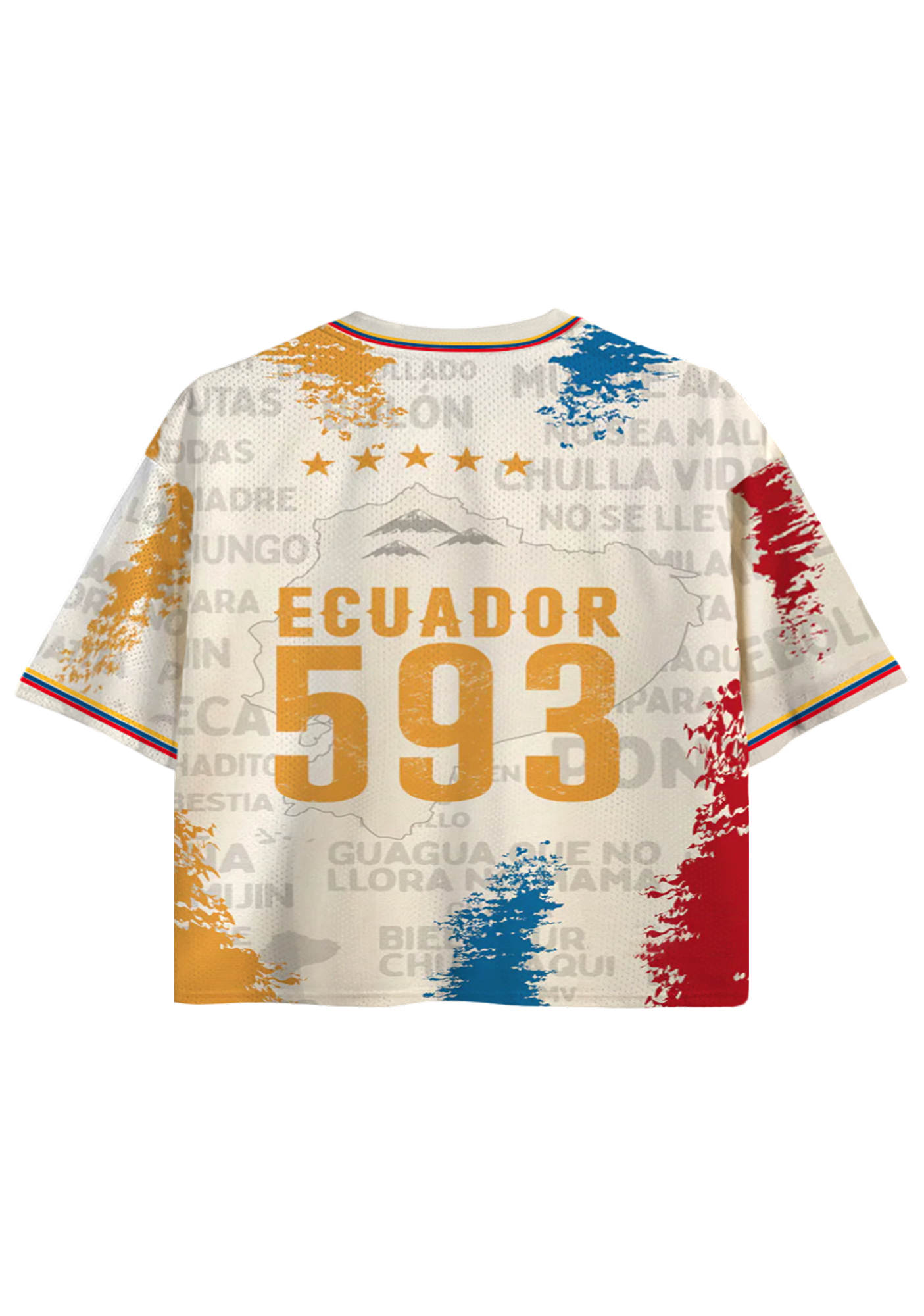 Retro Grunge Ecuador 593 Area Code Crop Jersey Shirts