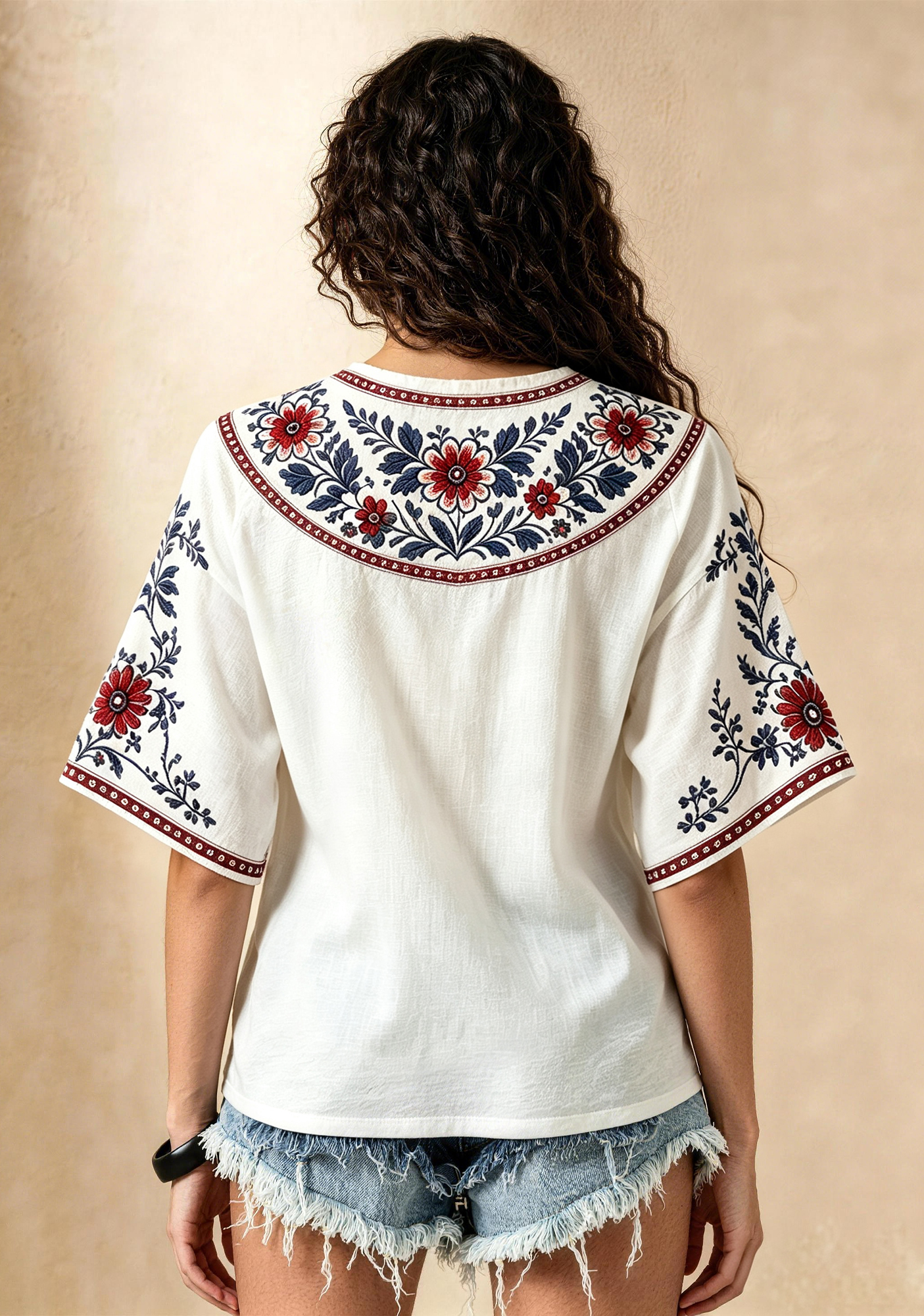 Boho Floral Border Montreal Alouettes V-Neck Blouse