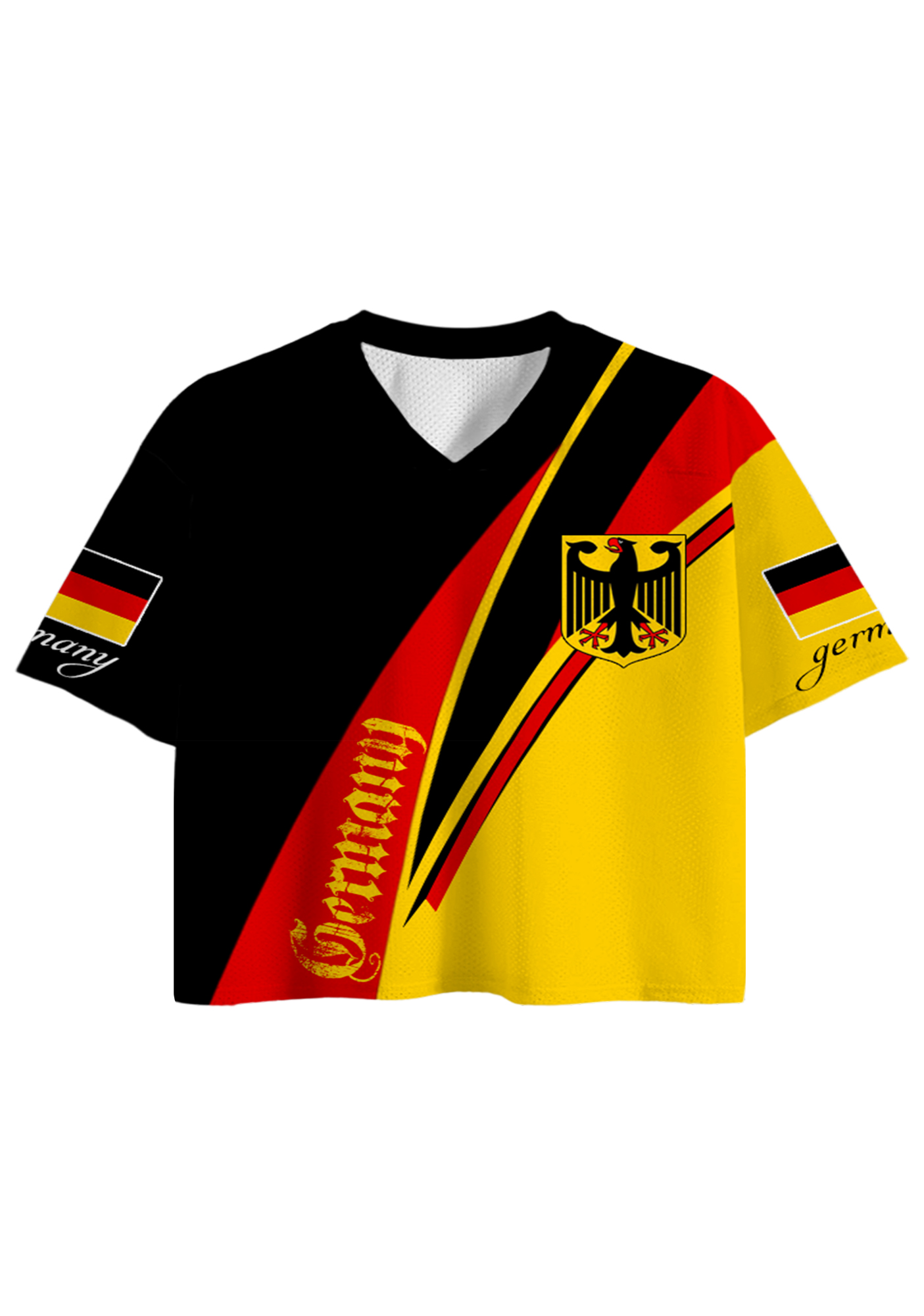 Carbon Fiber Texture German National Eagle Flag Cropped Mesh Jersey Shirt