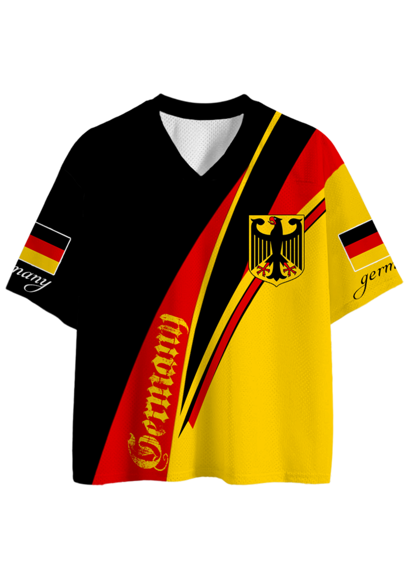 Germany Eagle Diagonal Color Block Mesh Jersey Shirts